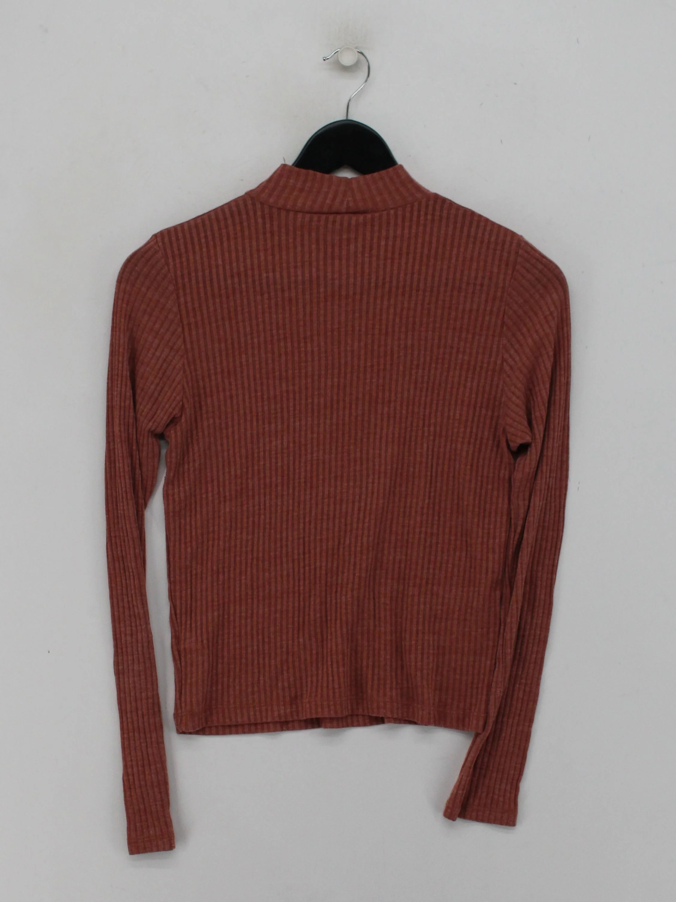Topshop Women's Top UK 12 Red Polyester with Viscose Long Sleeve Mock Neck Basic - Image 2