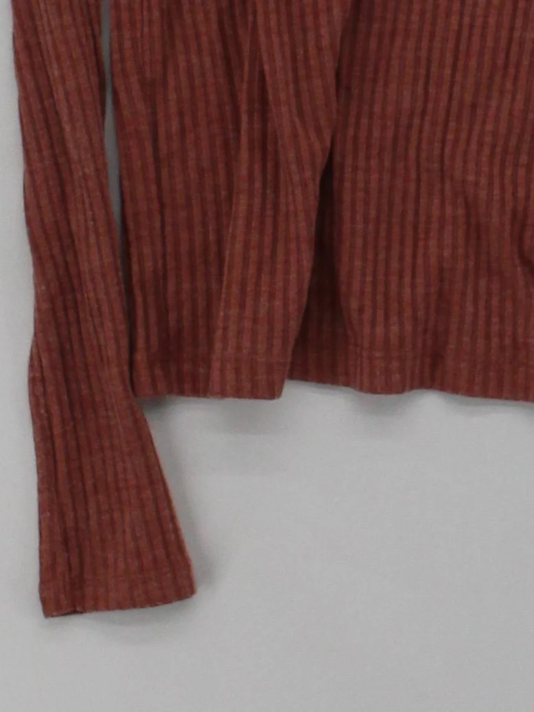 Topshop Women's Top UK 12 Red Polyester with Viscose Long Sleeve Mock Neck Basic - Image 4