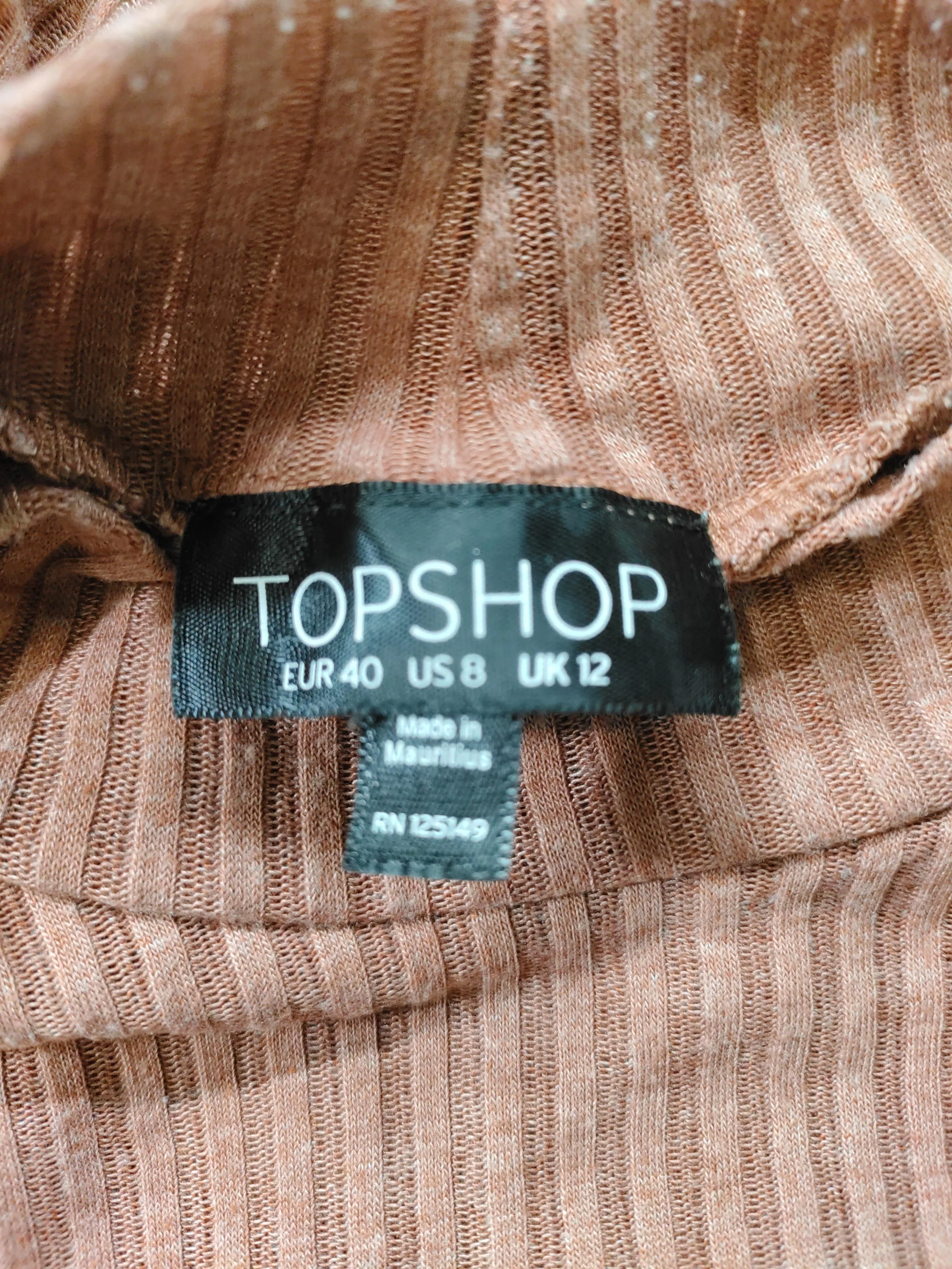 Topshop Women's Top UK 12 Red Polyester with Viscose Long Sleeve Mock Neck Basic - Image 5