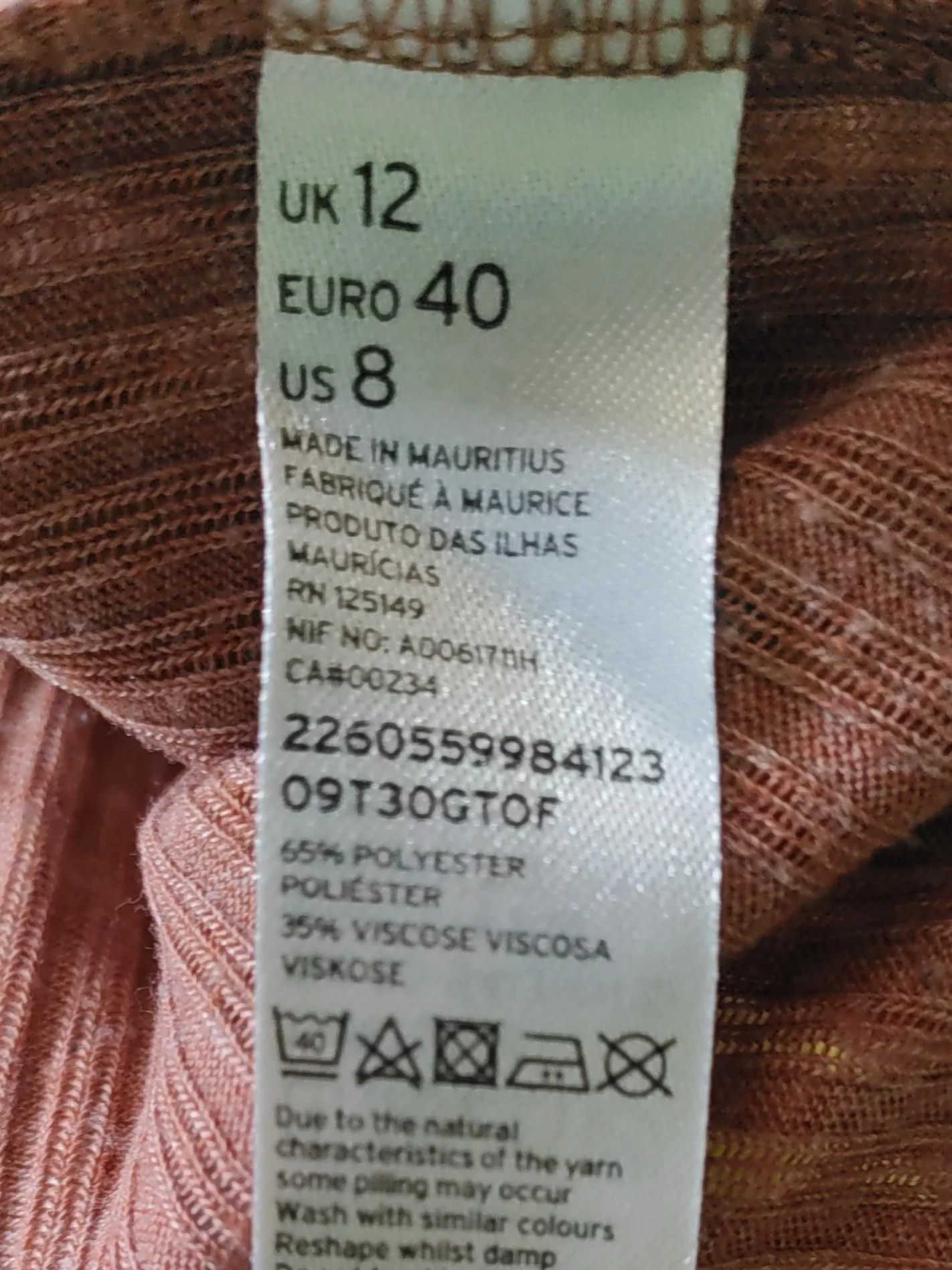 Topshop Women's Top UK 12 Red Polyester with Viscose Long Sleeve Mock Neck Basic - Image 6