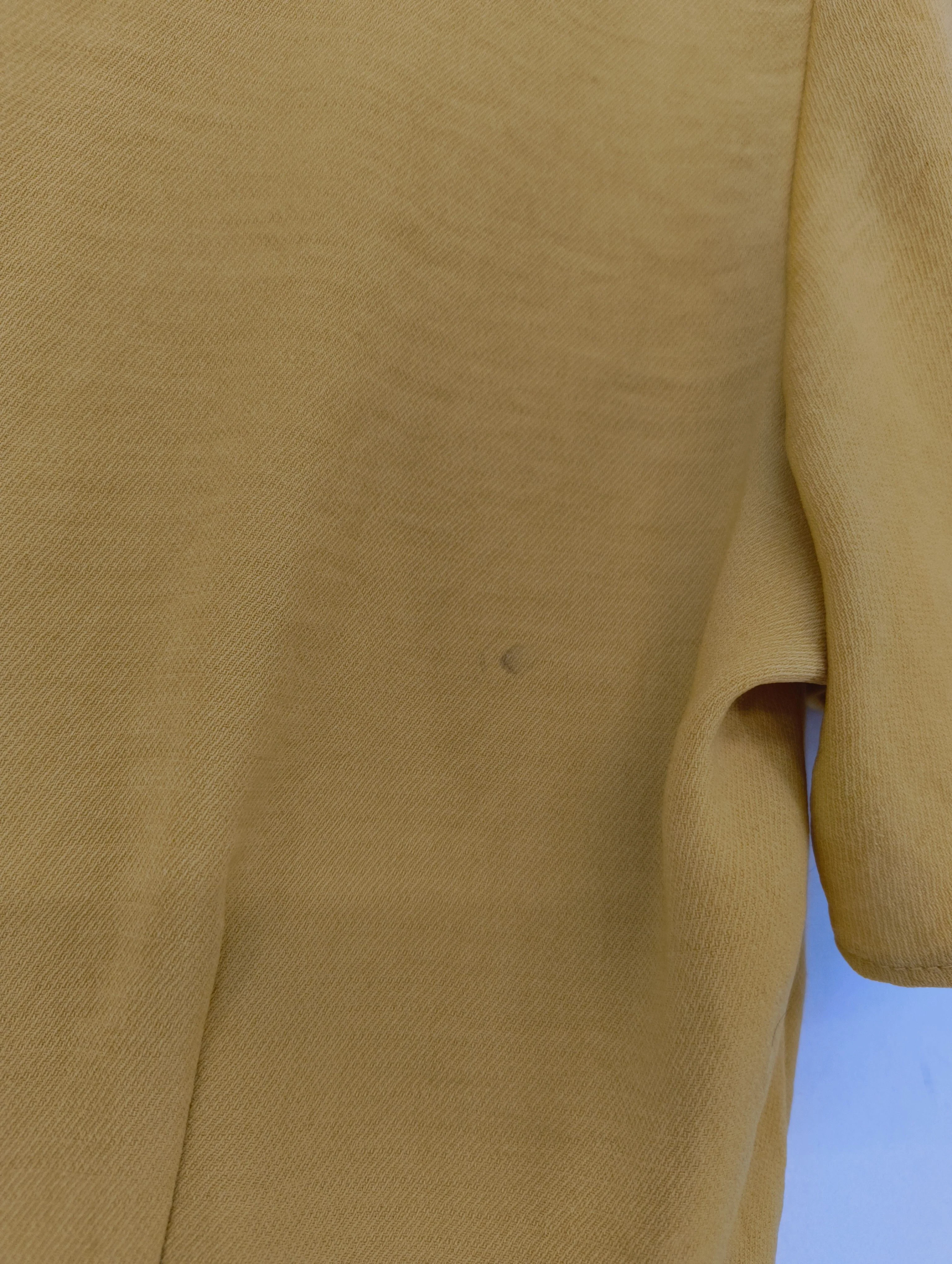 Topshop Women's Top UK 12 Yellow 100% Polyester Short Sleeve V-Neck Basic - Image 5