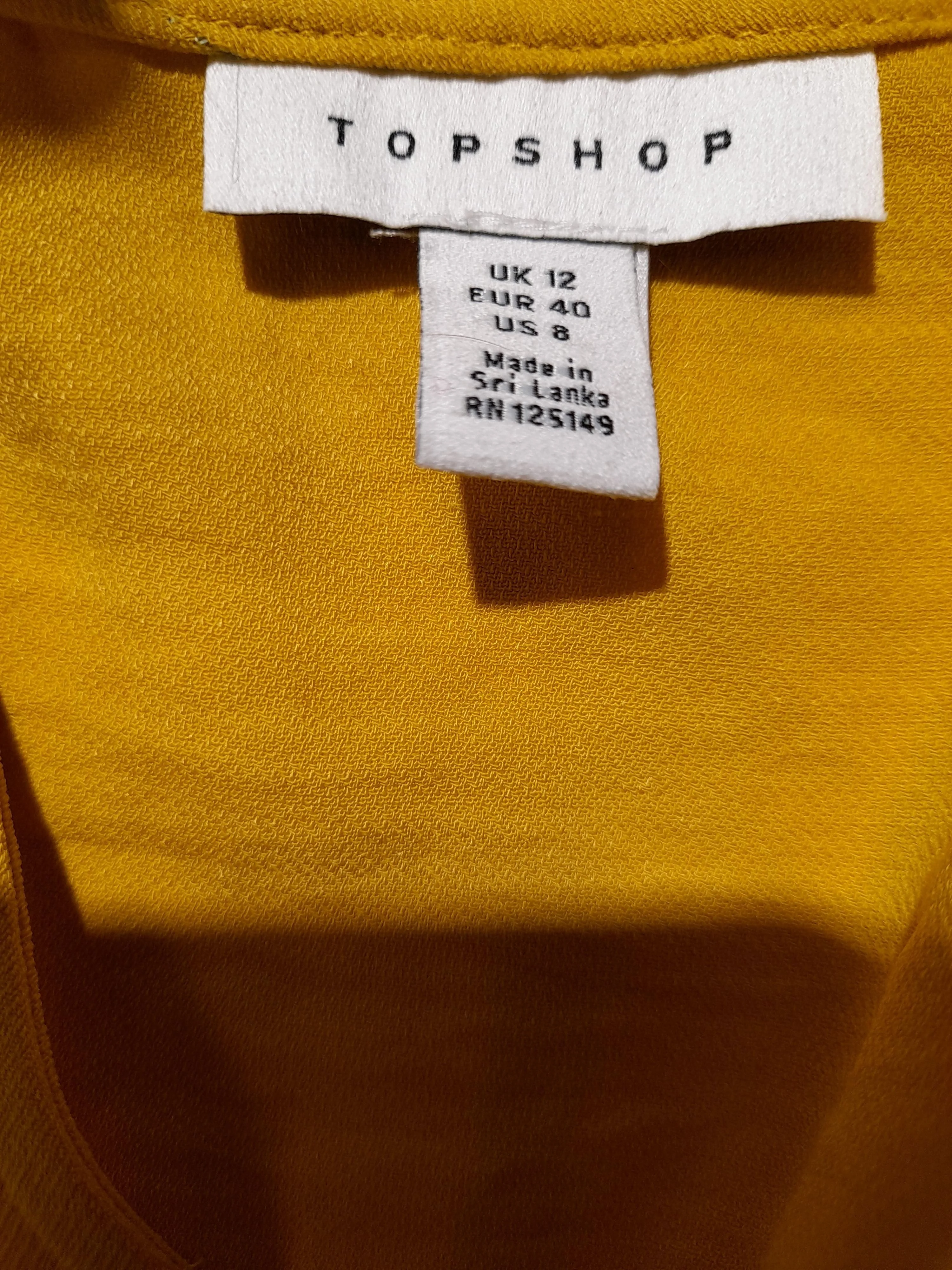 Topshop Women's Top UK 12 Yellow 100% Polyester Short Sleeve V-Neck Basic - Image 6