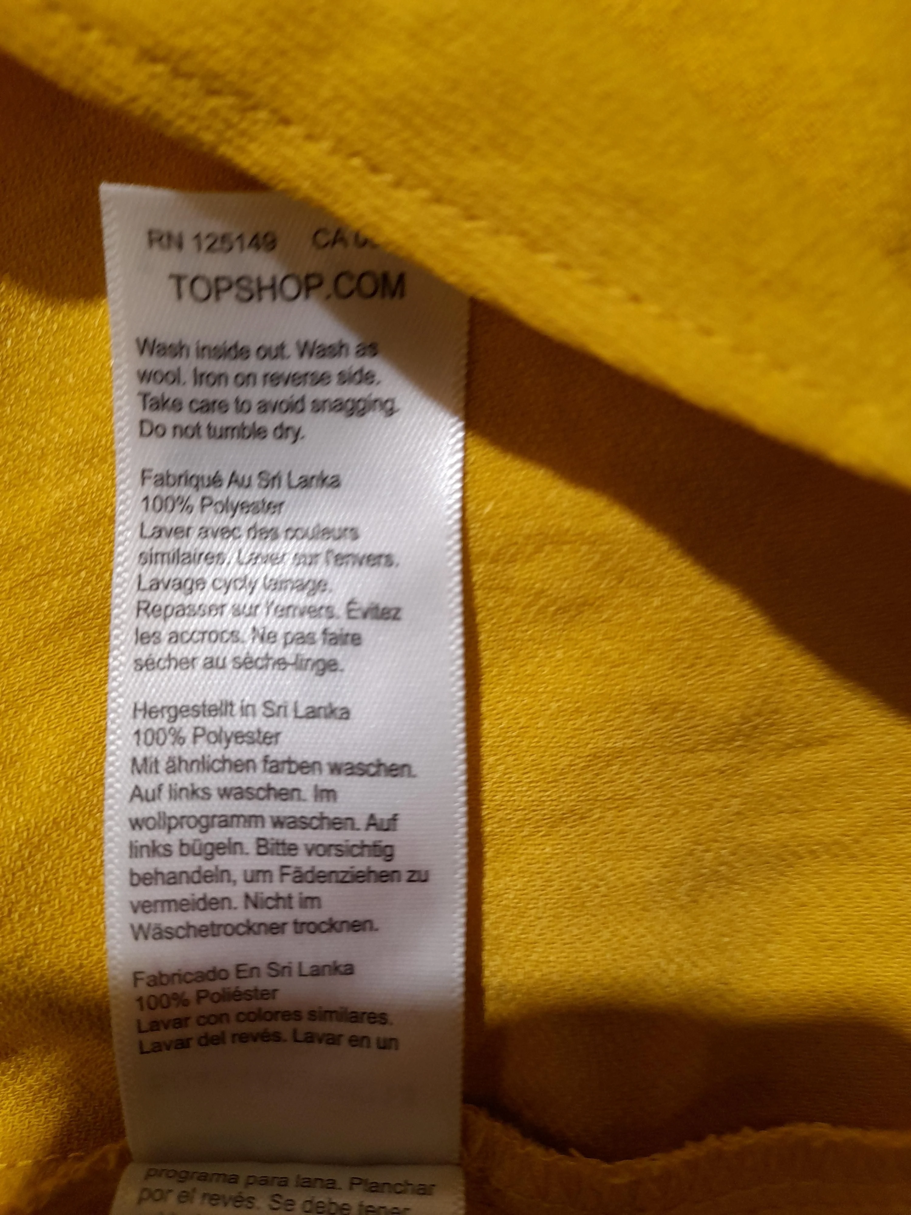 Topshop Women's Top UK 12 Yellow 100% Polyester Short Sleeve V-Neck Basic - Image 7