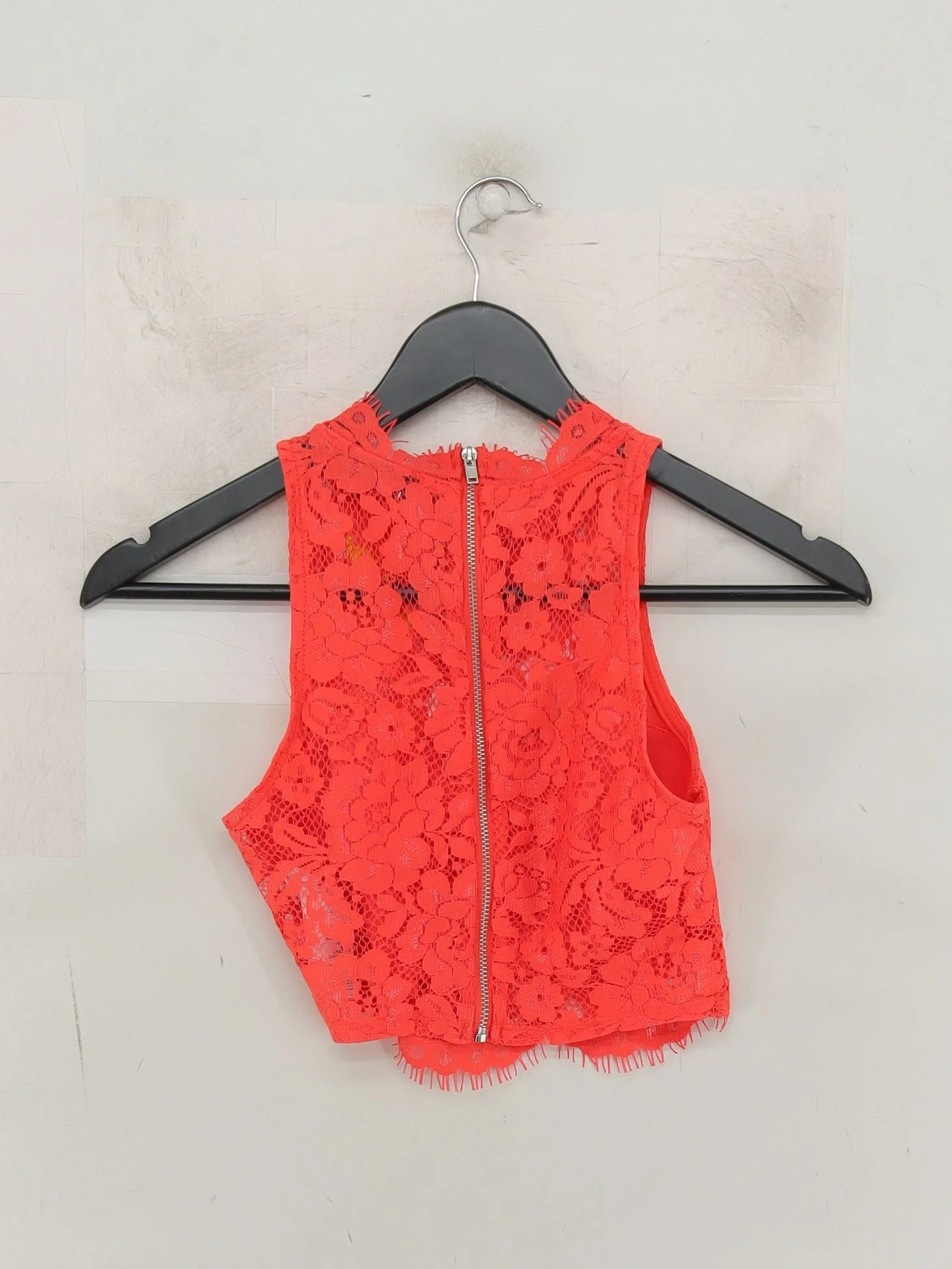 Topshop Women's Top UK 4 Red Nylon with Polyester, Elastane Cropped - Image 2