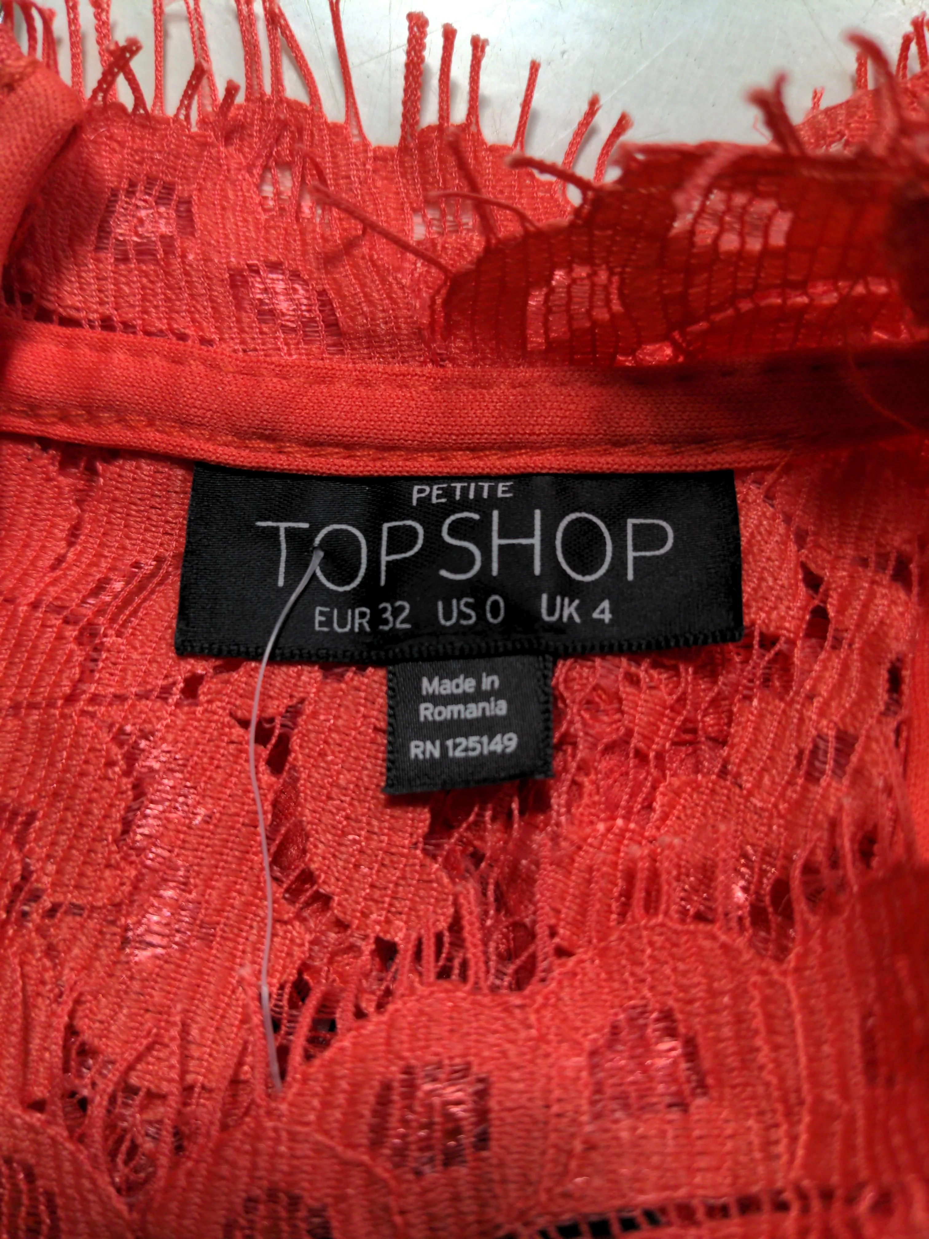 Topshop Women's Top UK 4 Red Nylon with Polyester, Elastane Cropped - Image 5