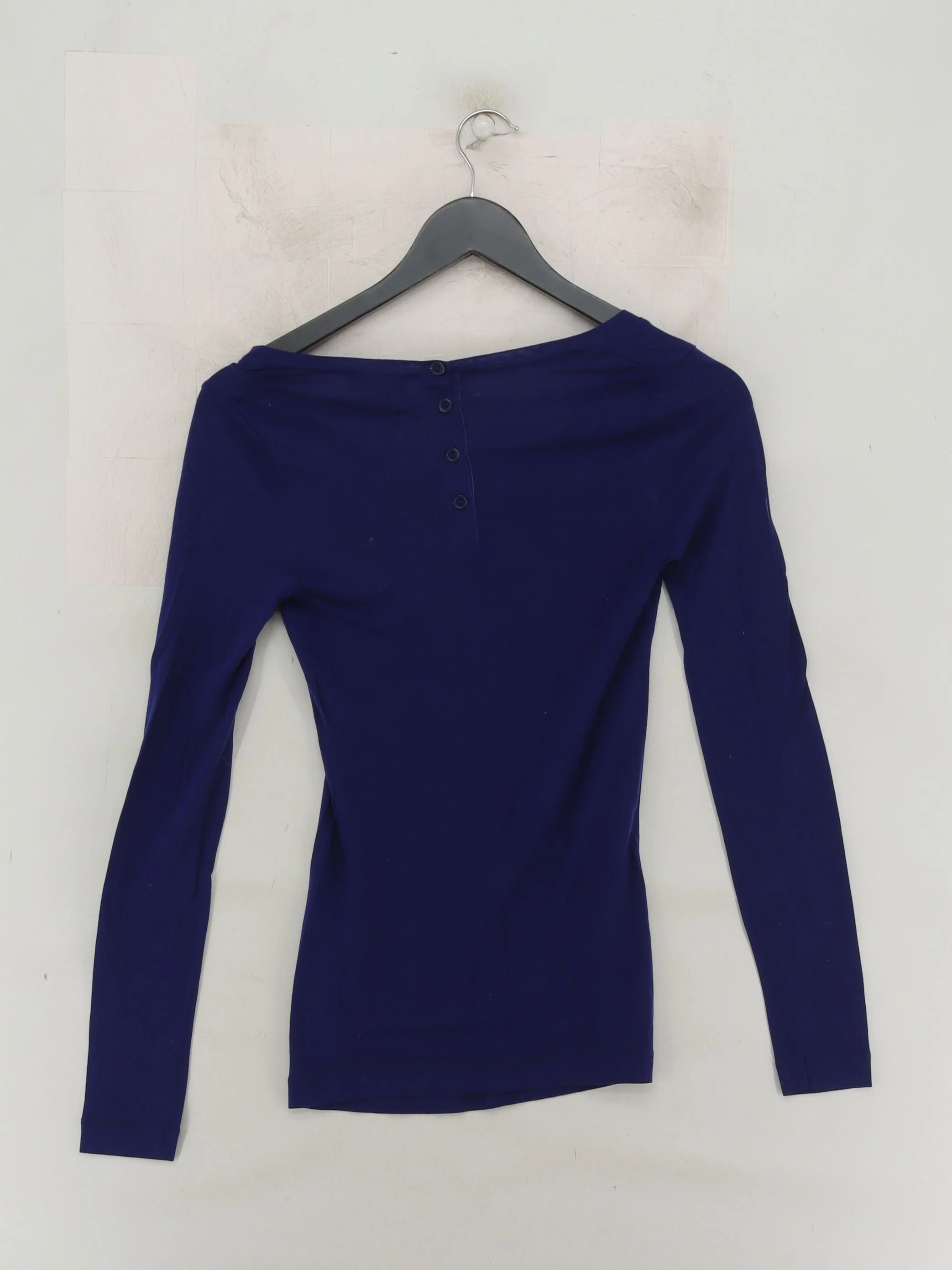 Topshop Women's Top UK 6 Blue 100% Cotton Long Sleeve Round Neck Basic - Image 2