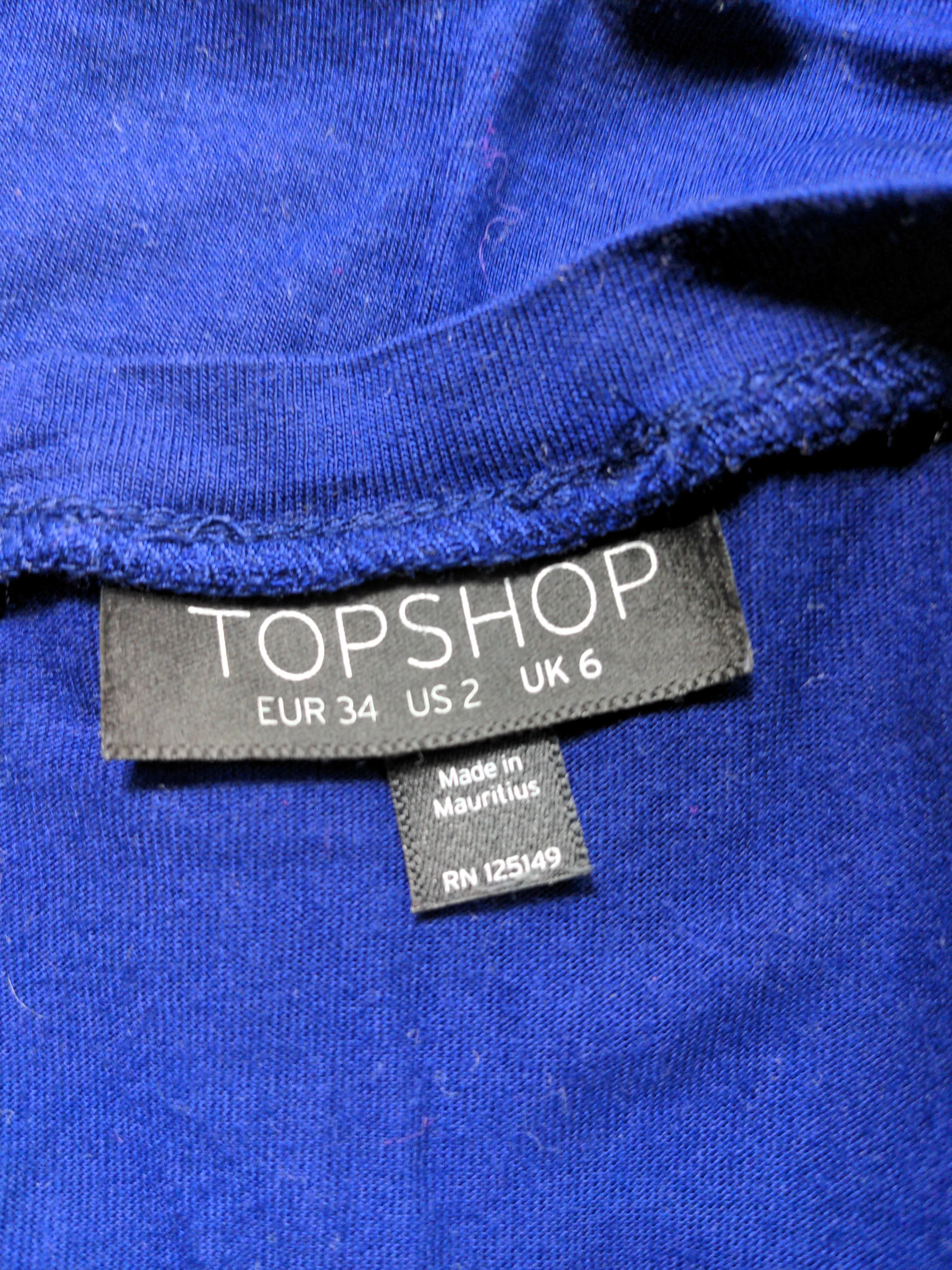 Topshop Women's Top UK 6 Blue 100% Cotton Long Sleeve Round Neck Basic - Image 6
