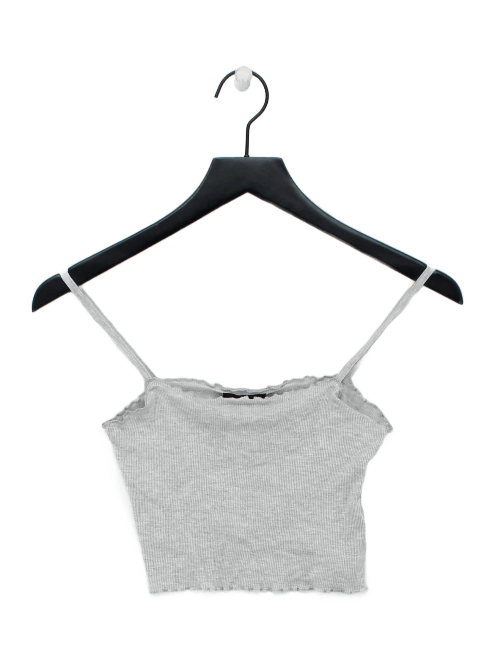 Topshop Women's Top UK 6 Grey Cotton with Polyester, Elastane Cropped