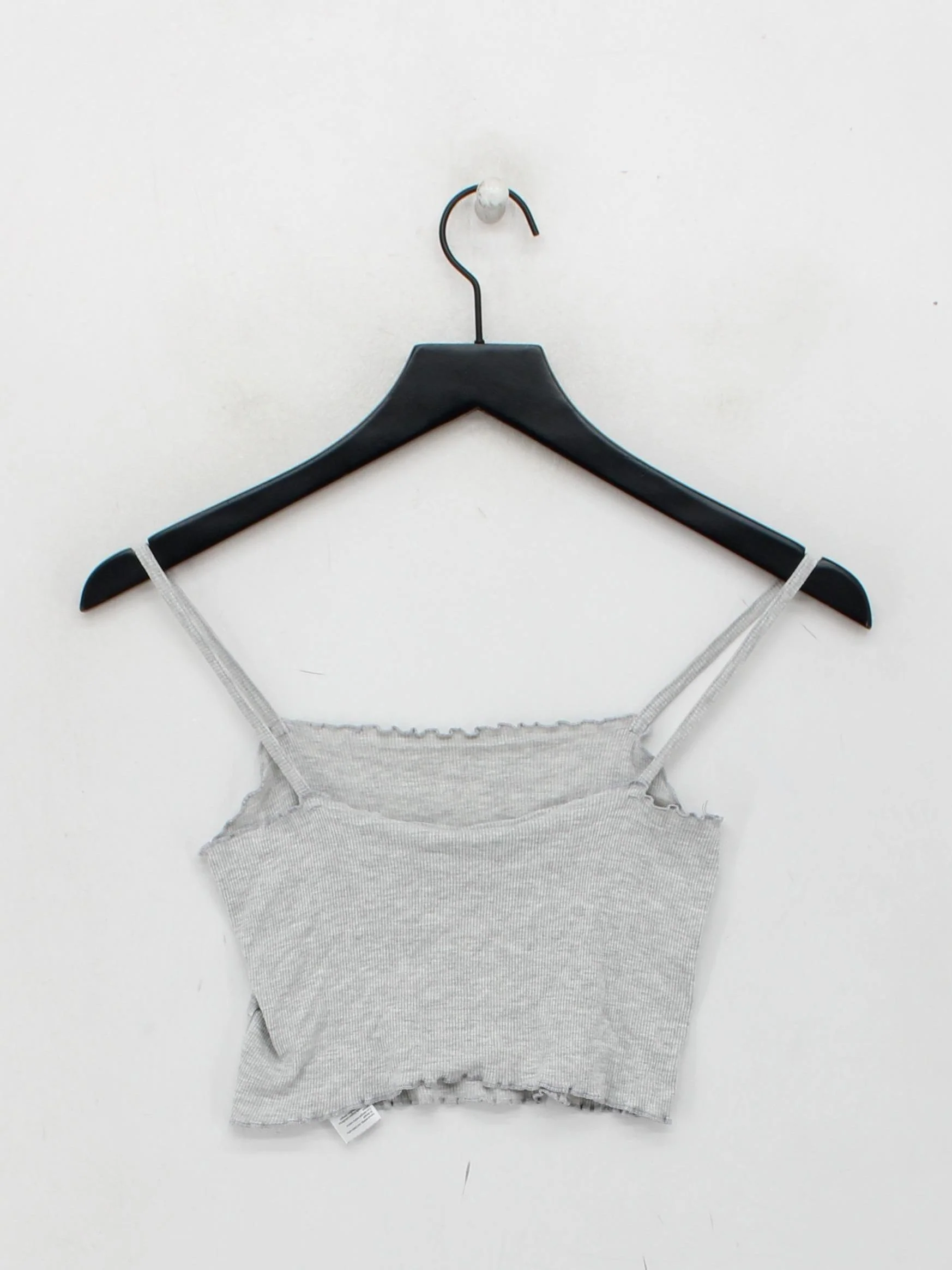 Topshop Women's Top UK 6 Grey Cotton with Polyester, Elastane Cropped - Image 2