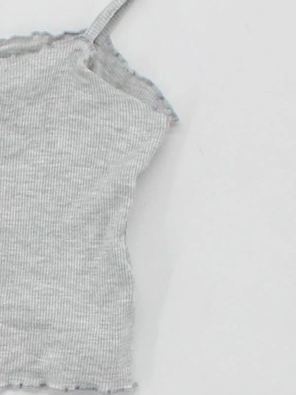 Topshop Women's Top UK 6 Grey Cotton with Polyester, Elastane Cropped - Image 4