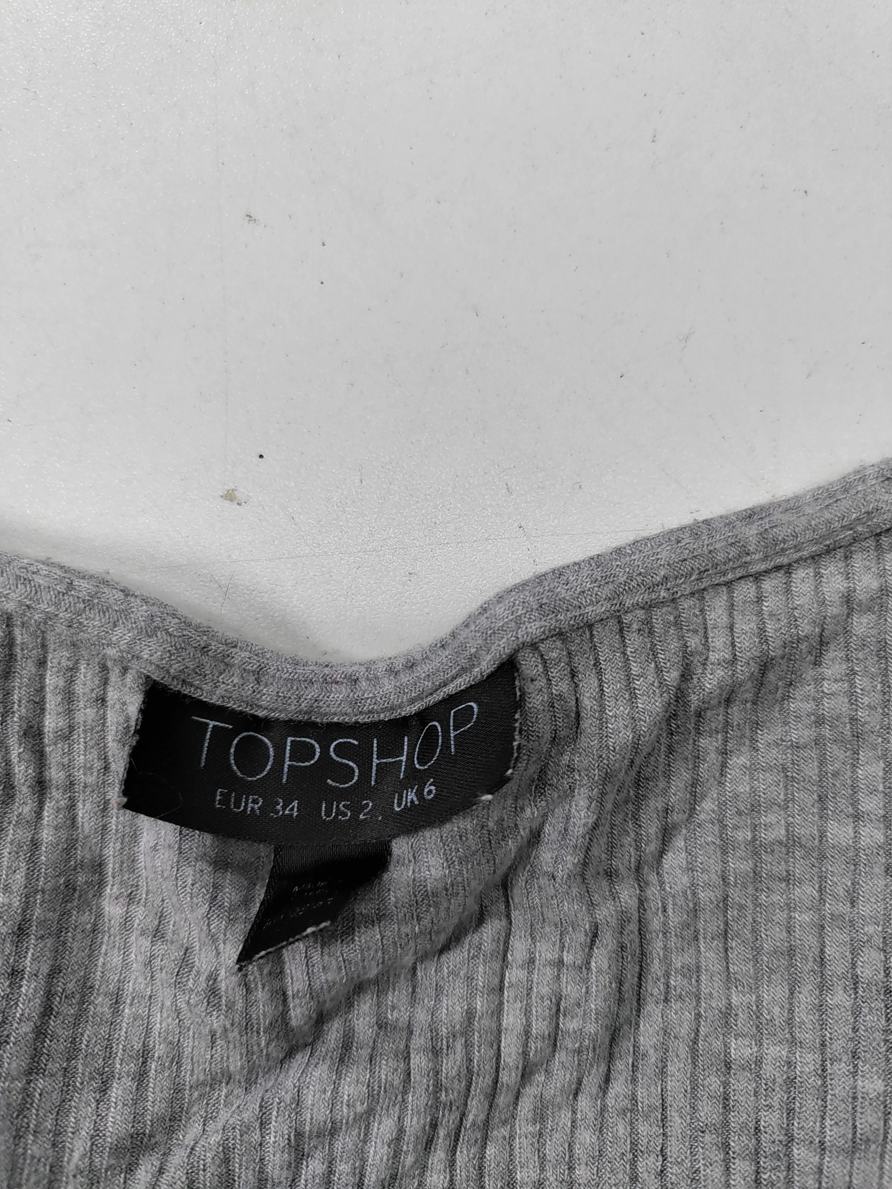 Topshop Women's Top UK 6 Grey Viscose with Elastane 3/4 Sleeve Round Neck Basic - Image 5
