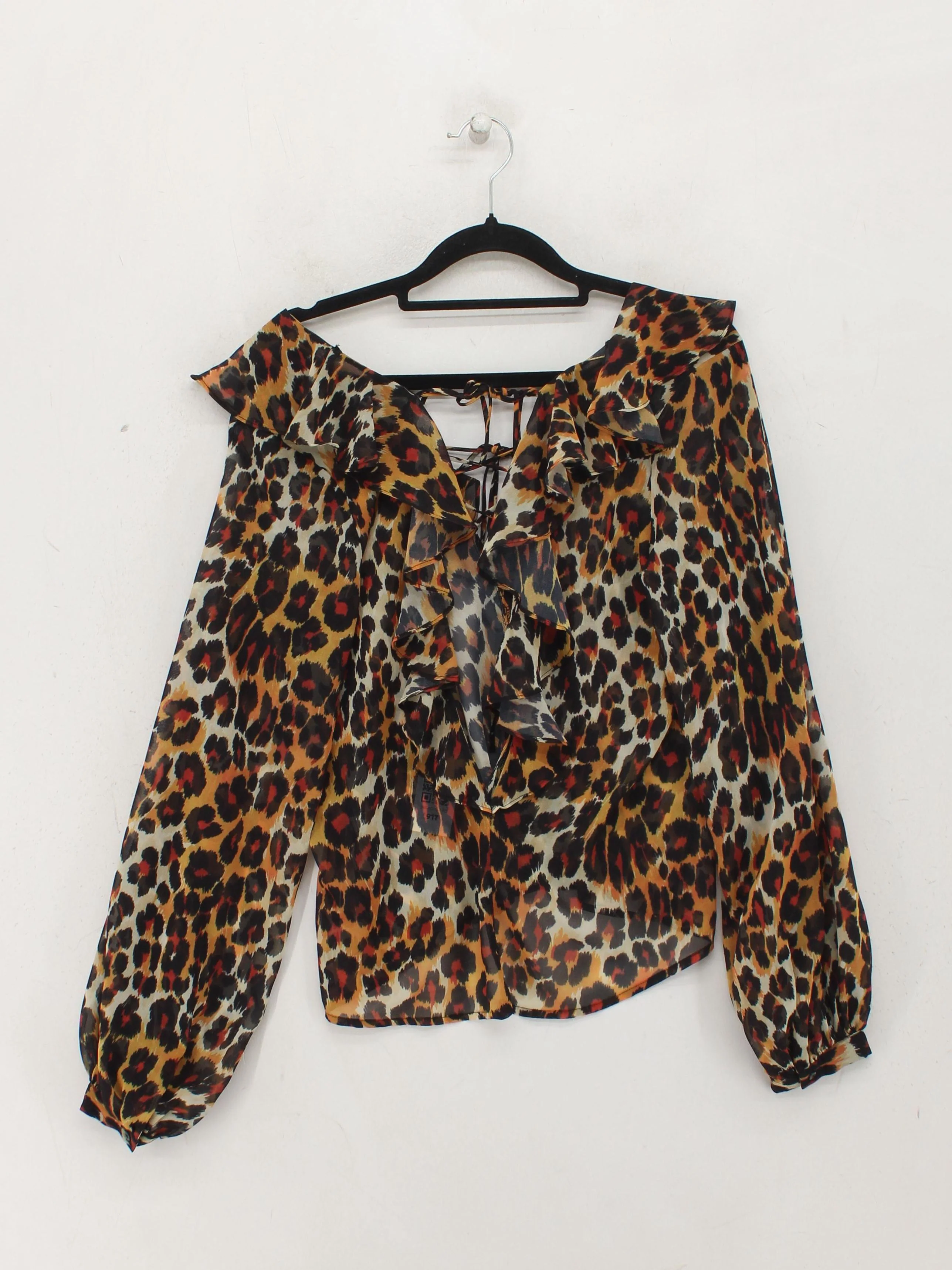 Topshop Women's Top UK 6 Multi Animal Print 100% Other Long Sleeve V-Neck Basic - Image 2