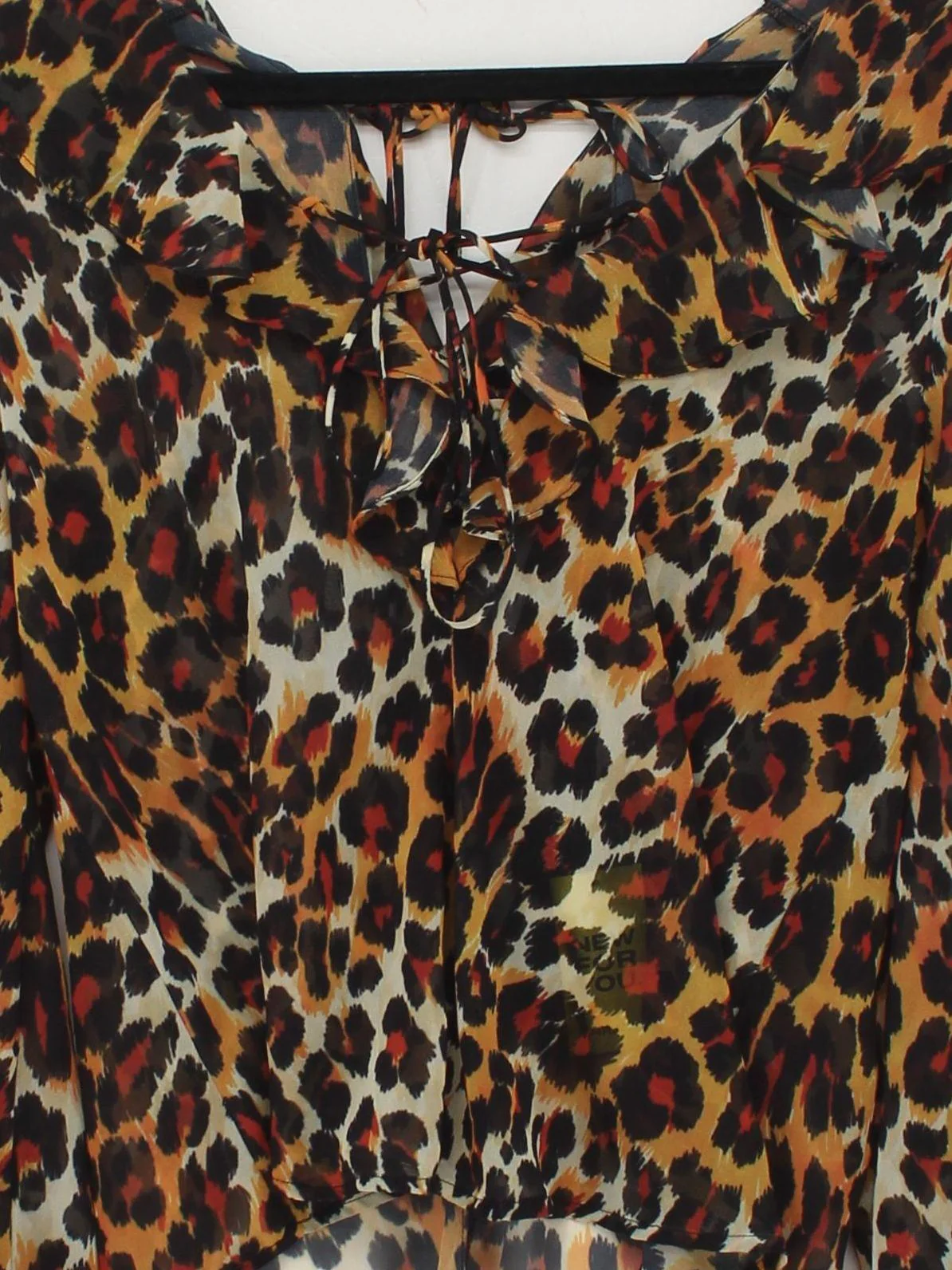 Topshop Women's Top UK 6 Multi Animal Print 100% Other Long Sleeve V-Neck Basic - Image 3