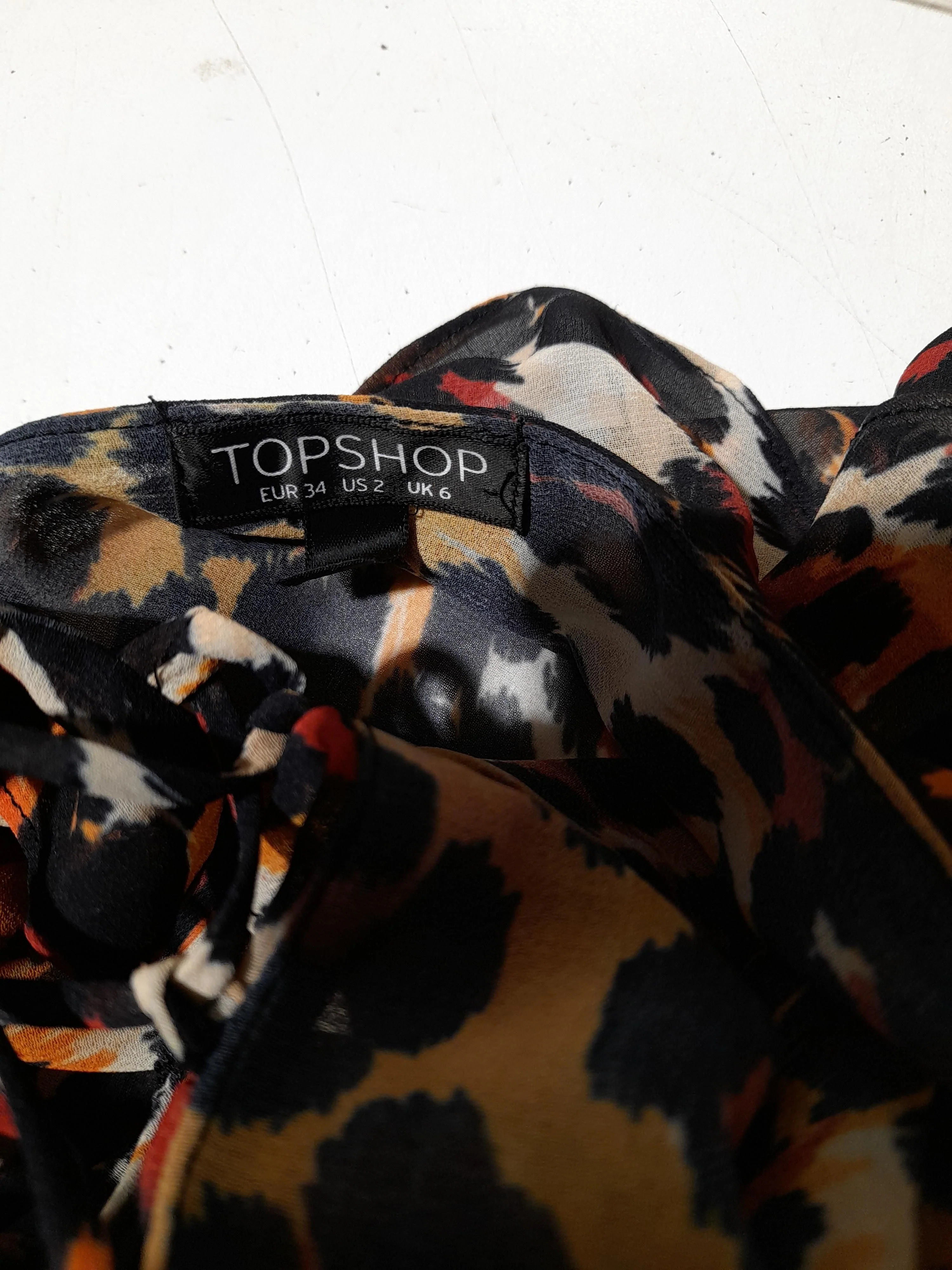 Topshop Women's Top UK 6 Multi Animal Print 100% Other Long Sleeve V-Neck Basic - Image 5