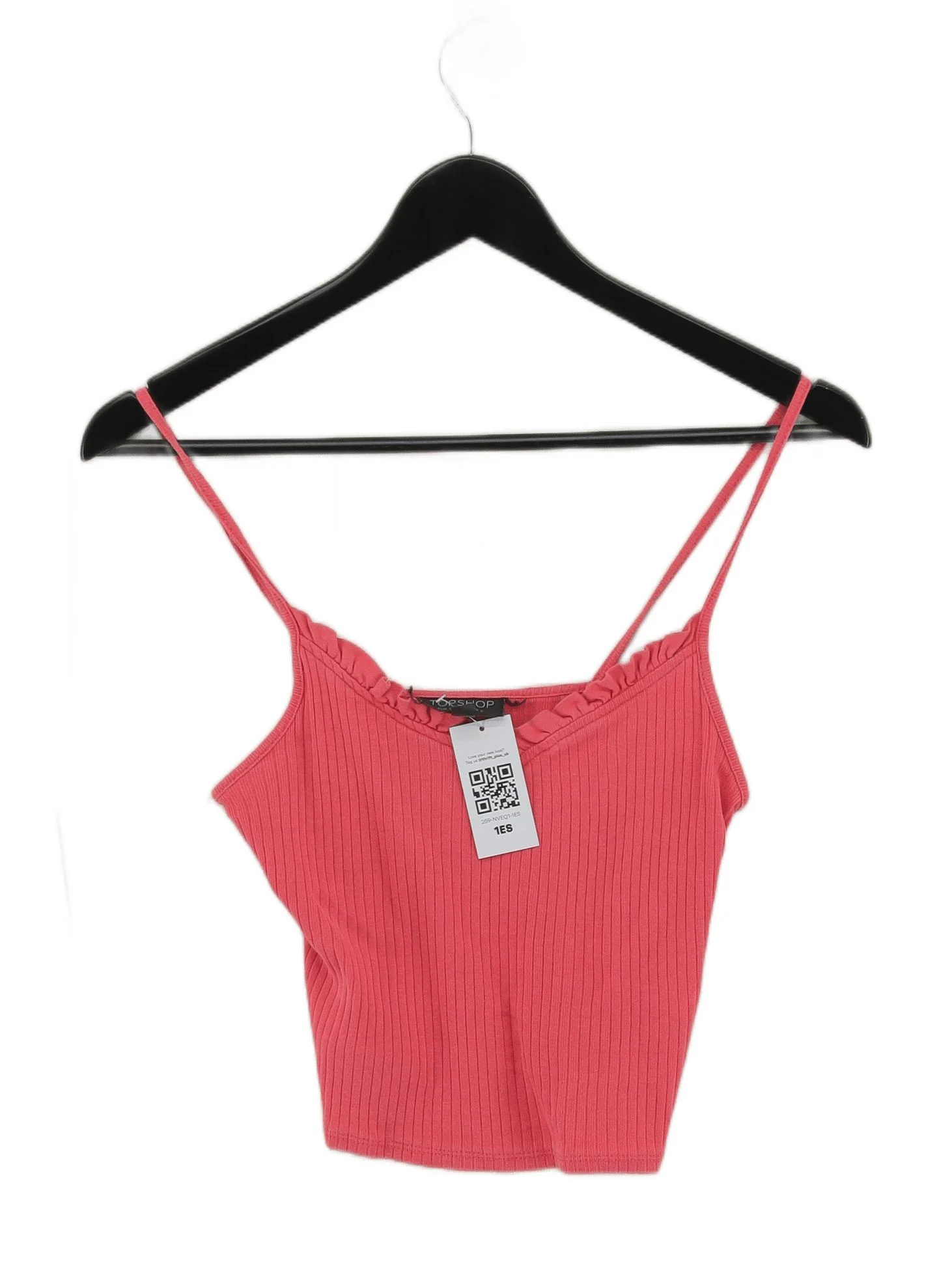 Topshop Women's Top UK 6 Pink 100% Cotton Sleeveless Square Neck Basic