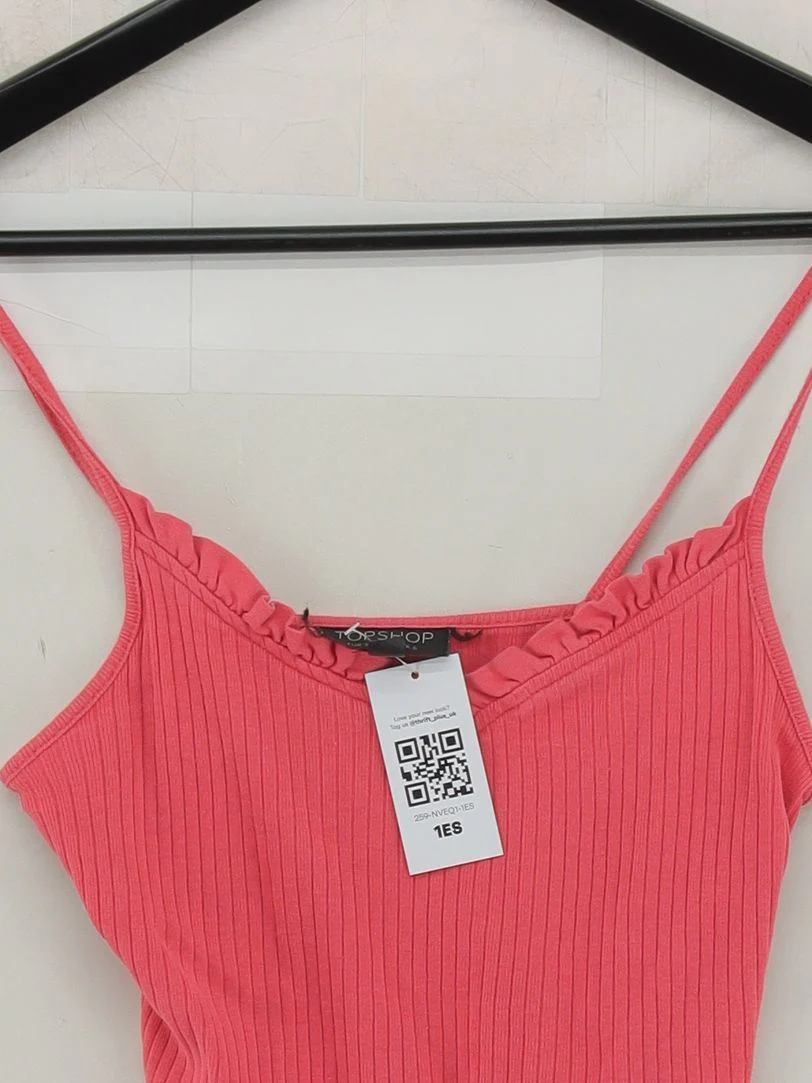 Topshop Women's Top UK 6 Pink 100% Cotton Sleeveless Square Neck Basic - Image 3