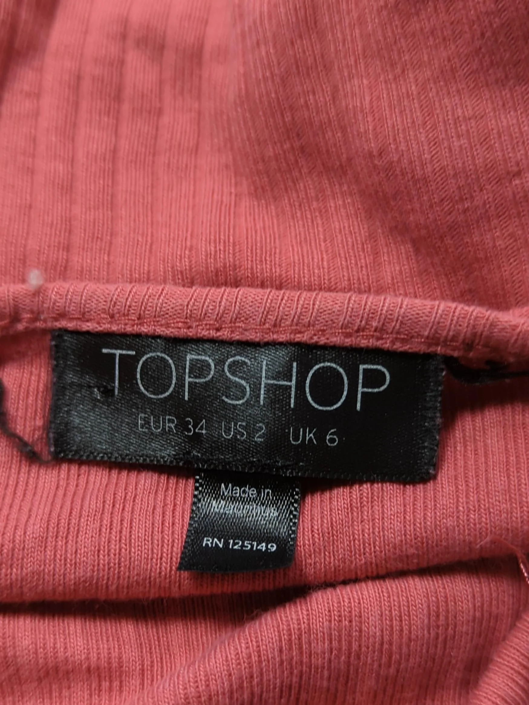 Topshop Women's Top UK 6 Pink 100% Cotton Sleeveless Square Neck Basic - Image 5