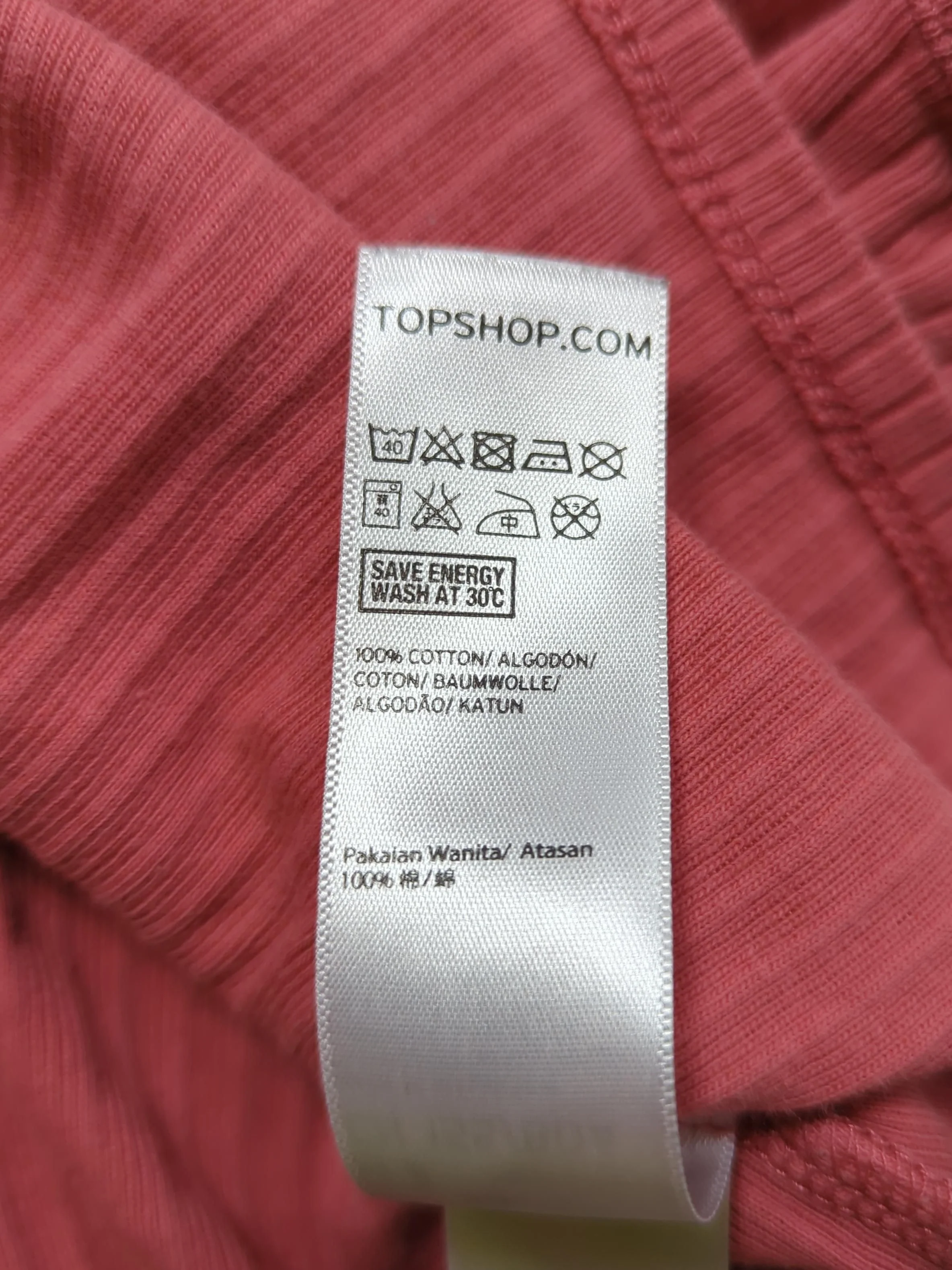 Topshop Women's Top UK 6 Pink 100% Cotton Sleeveless Square Neck Basic - Image 6