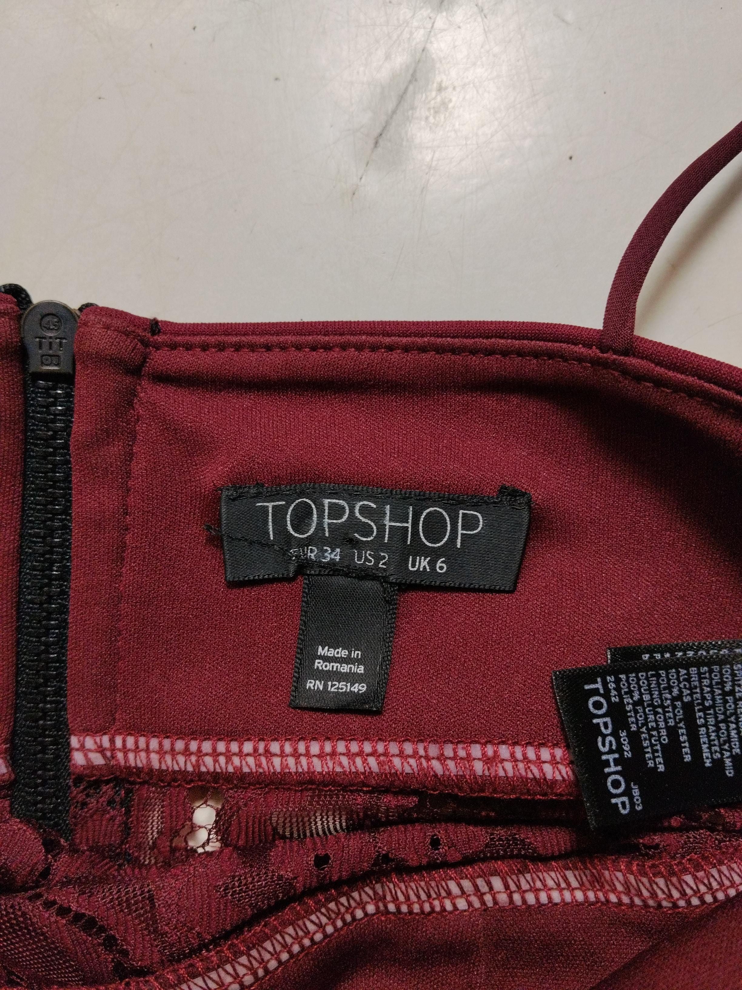 Topshop Women's Top UK 6 Red Polyester with Elastane Cropped - Image 5