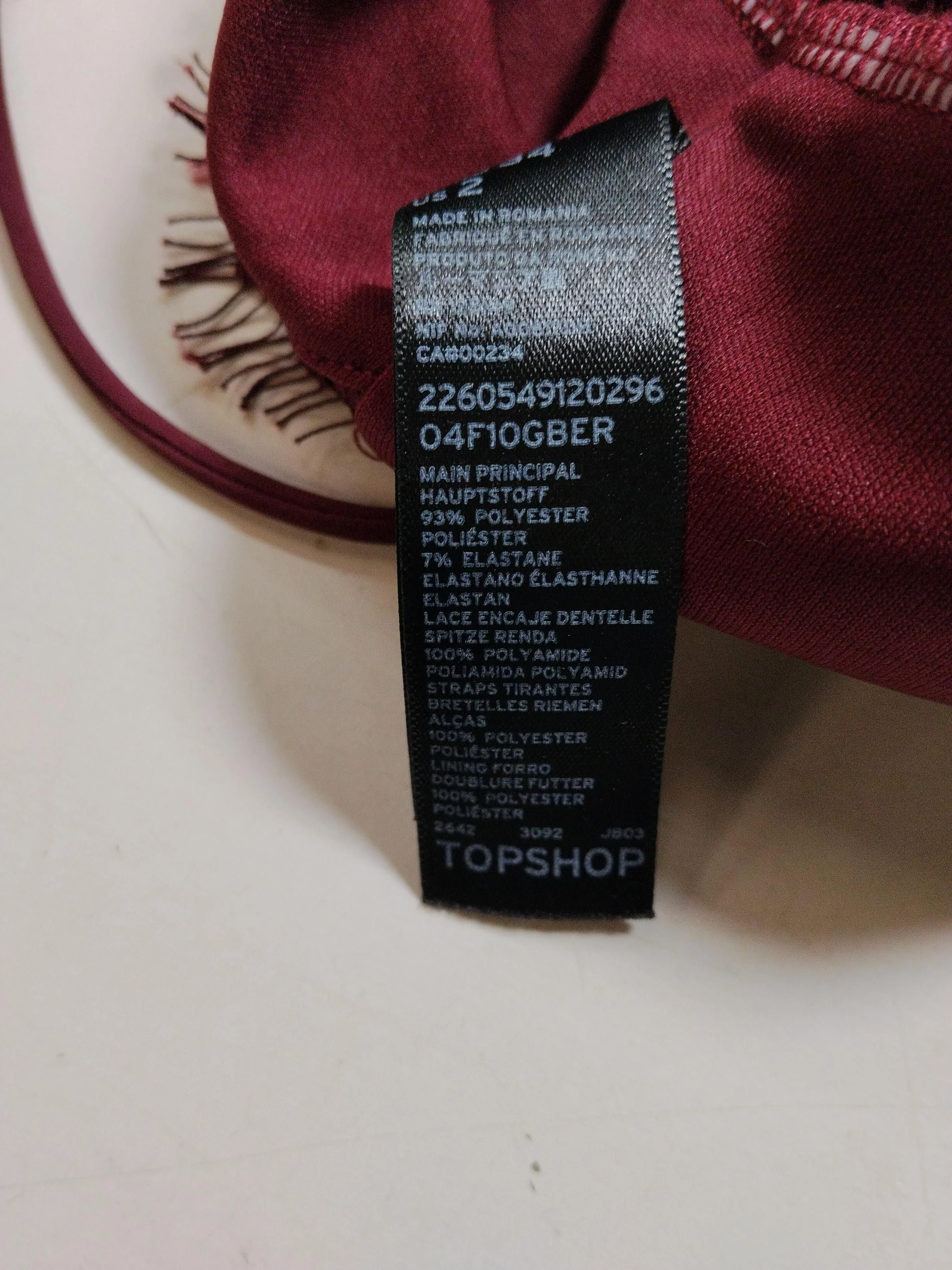 Topshop Women's Top UK 6 Red Polyester with Elastane Cropped - Image 6