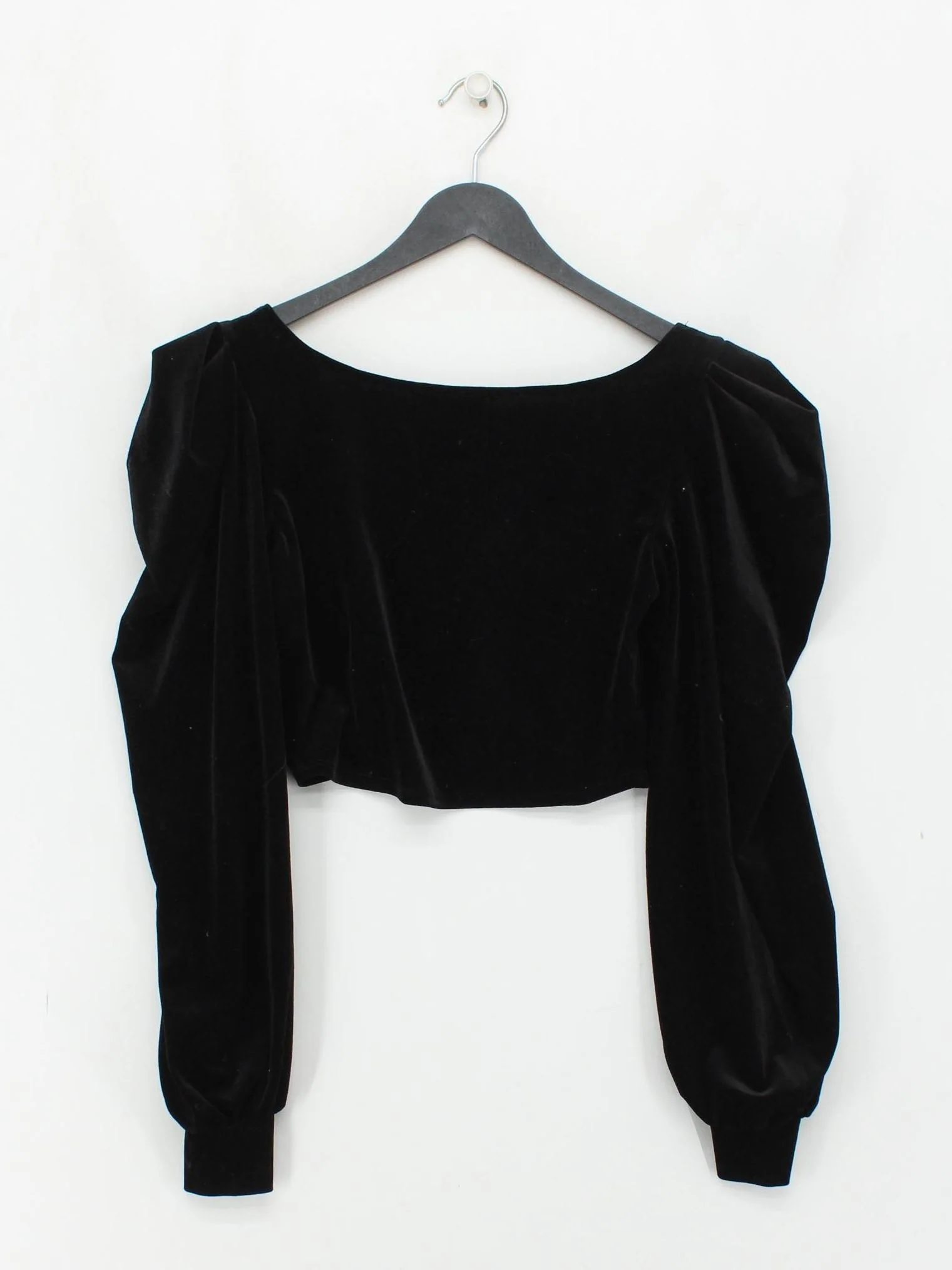 Topshop Women's Top UK 8 Black 100% Polyester Long Sleeve Square Neck Cropped - Image 2