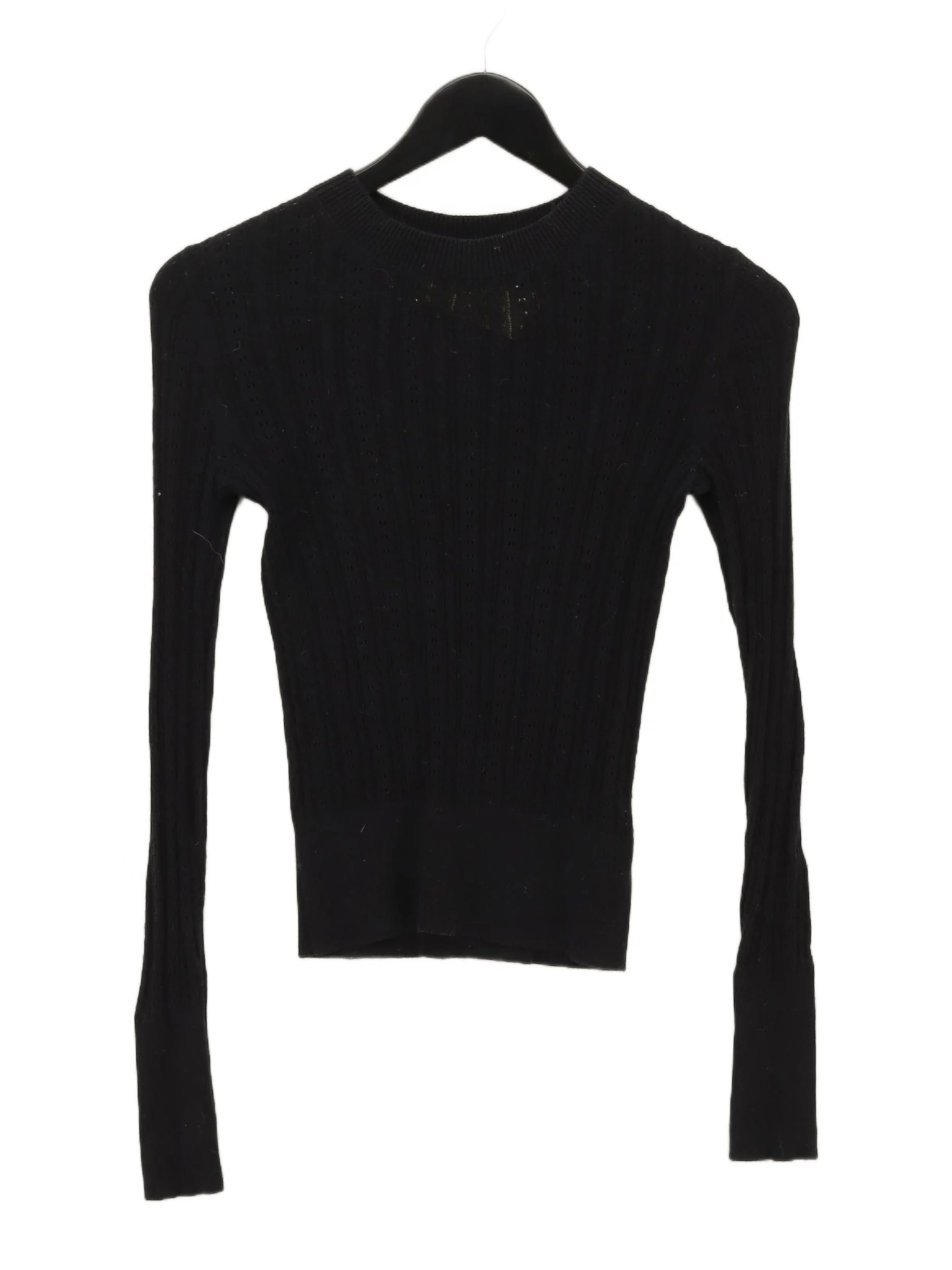 Topshop Women's Top UK 8 Black Cotton with Polyamide, Elastane Basic