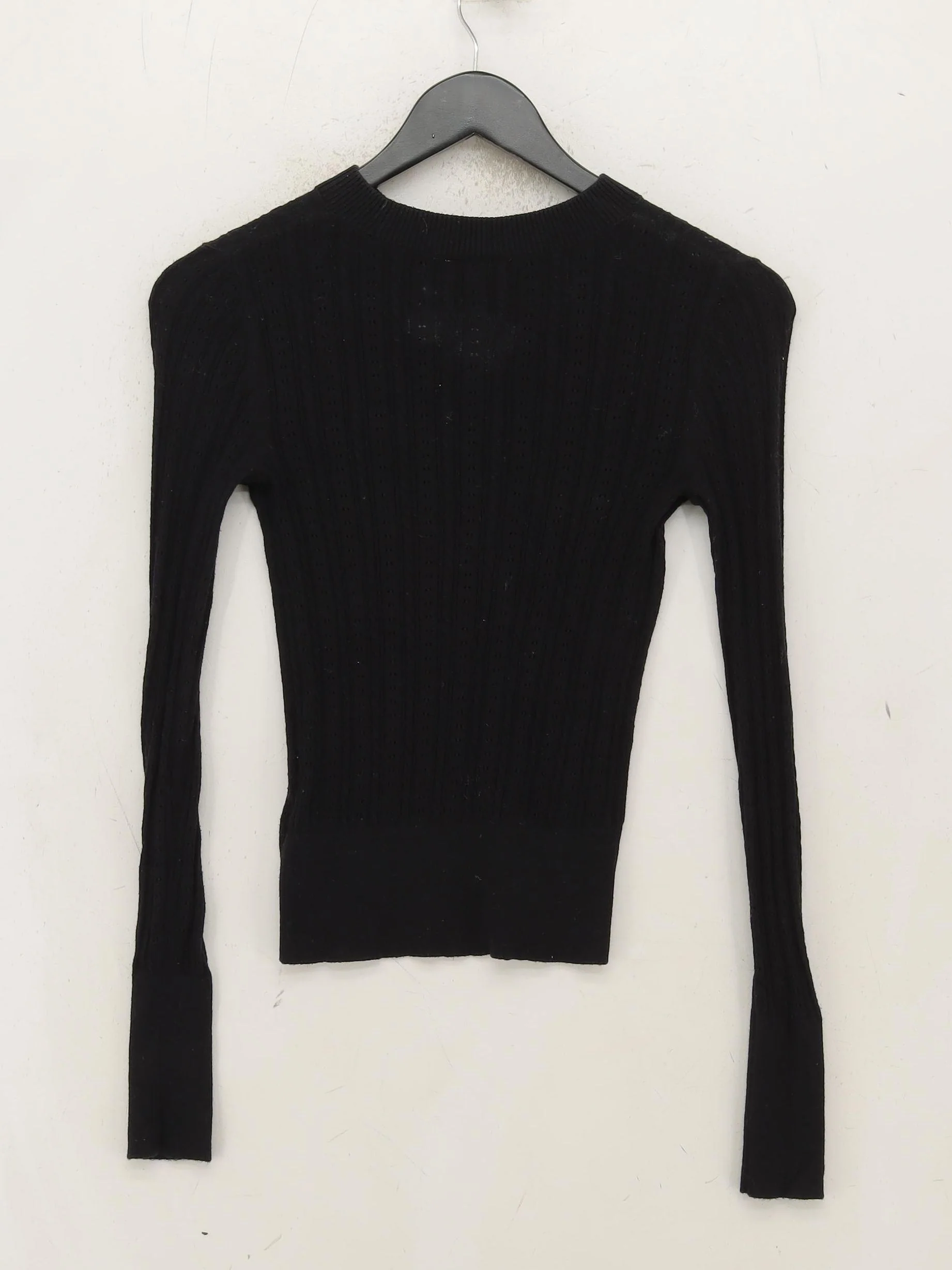 Topshop Women's Top UK 8 Black Cotton with Polyamide, Elastane Basic - Image 2