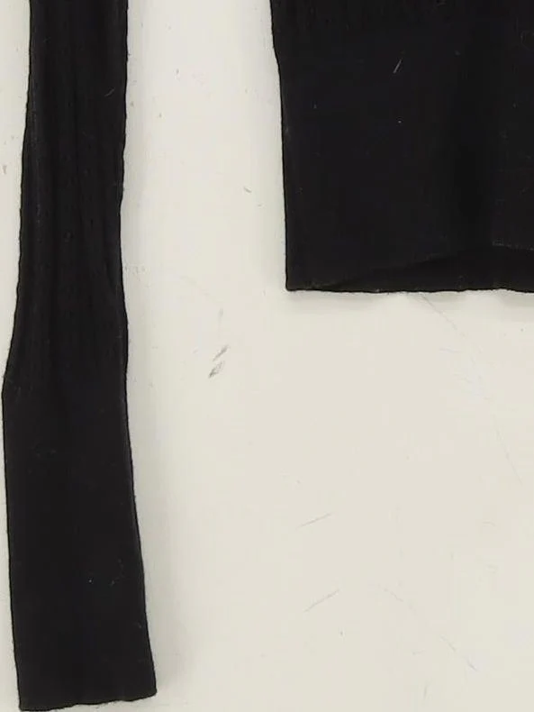 Topshop Women's Top UK 8 Black Cotton with Polyamide, Elastane Basic - Image 4