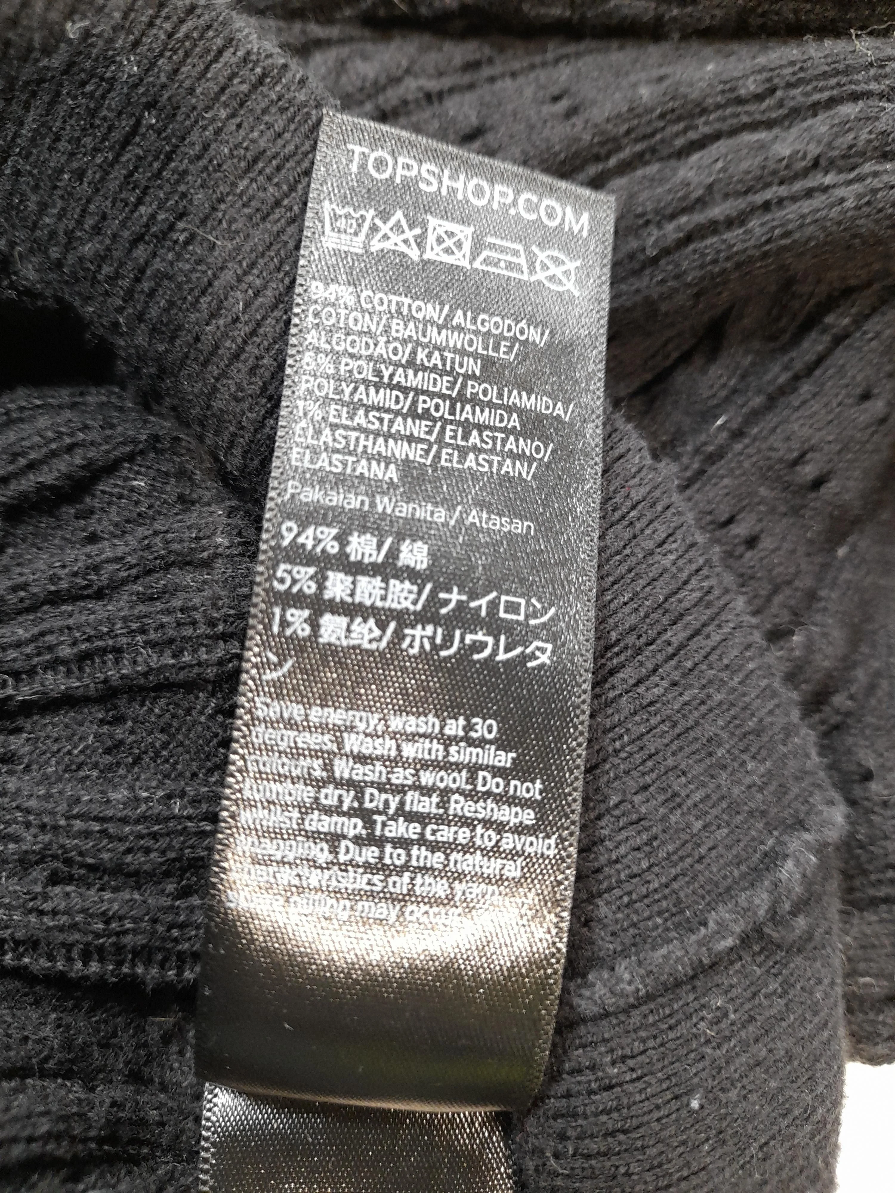 Topshop Women's Top UK 8 Black Cotton with Polyamide, Elastane Basic - Image 6