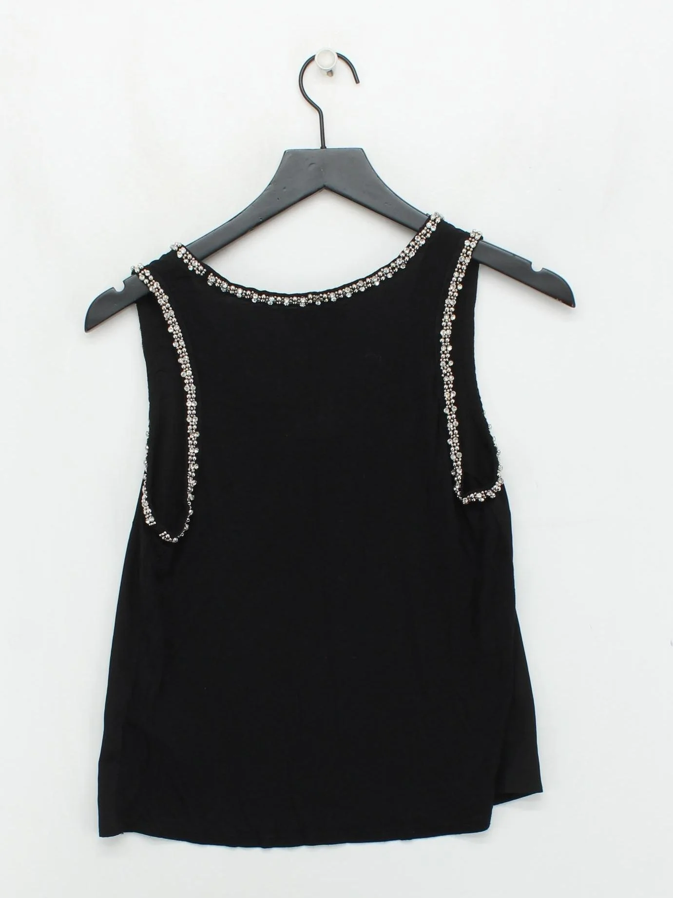 Topshop Women's Top UK 8 Black Polyester with Viscose Basic - Image 2