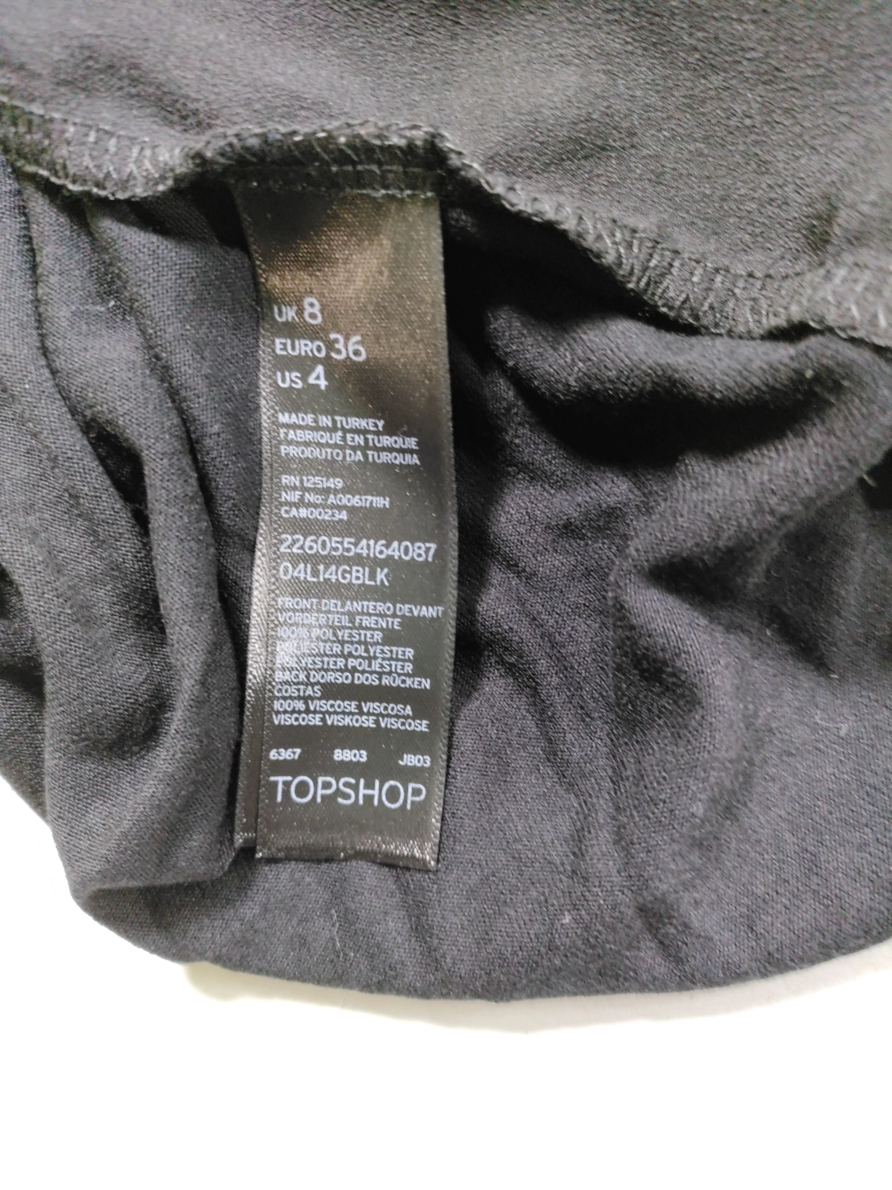 Topshop Women's Top UK 8 Black Polyester with Viscose Basic - Image 6