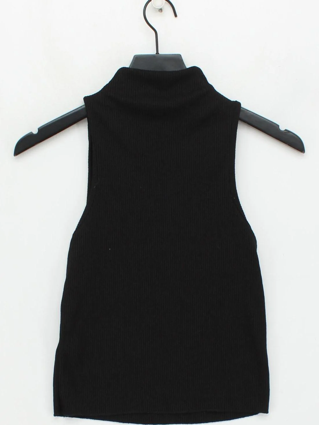 Topshop Women's Top UK 8 Black Polyester with Viscose Sleeveless High Neck Basic - Image 2