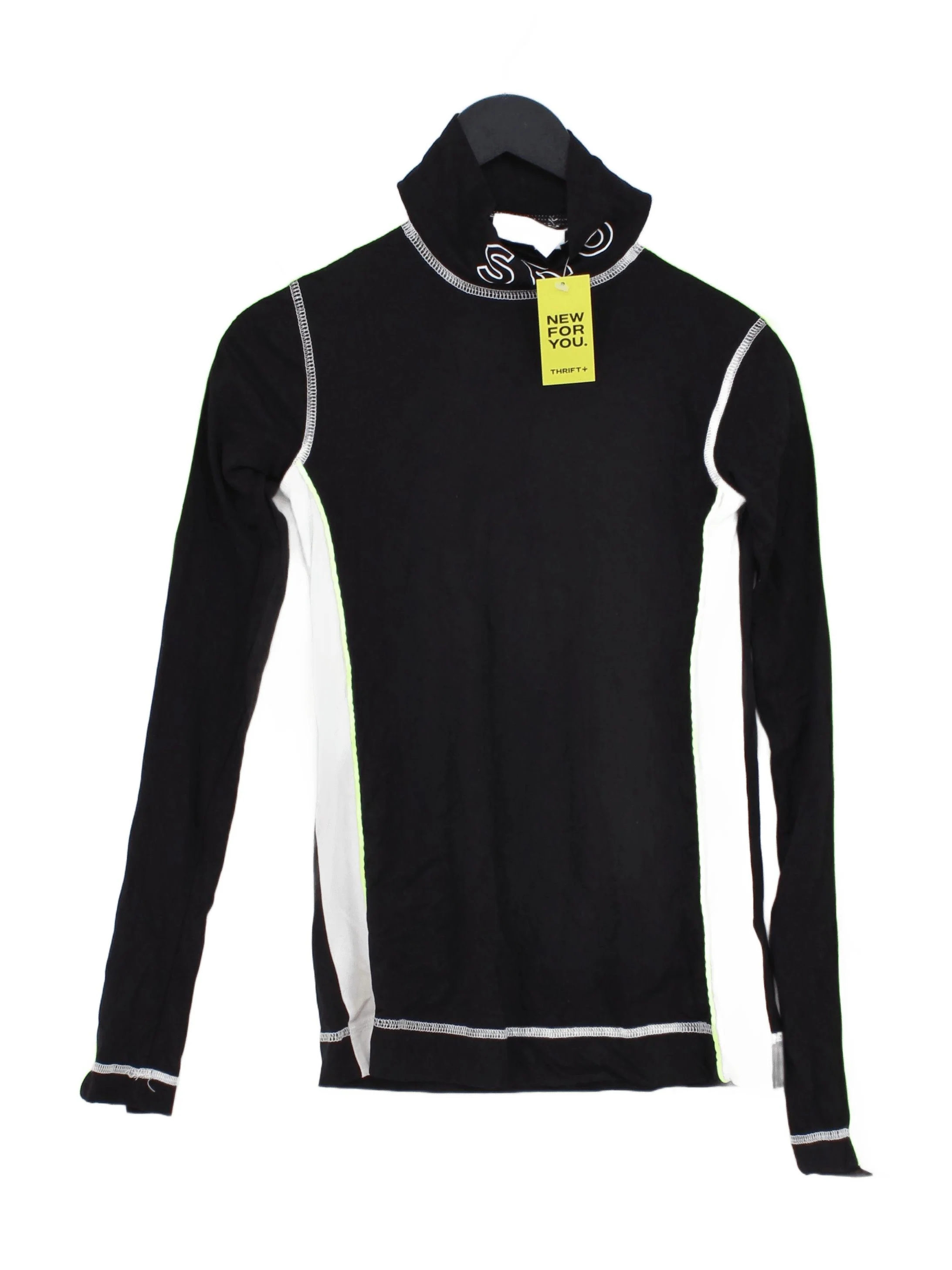 Topshop Women's Top UK 8 Black Viscose with Elastane Long Sleeve High Neck Basic