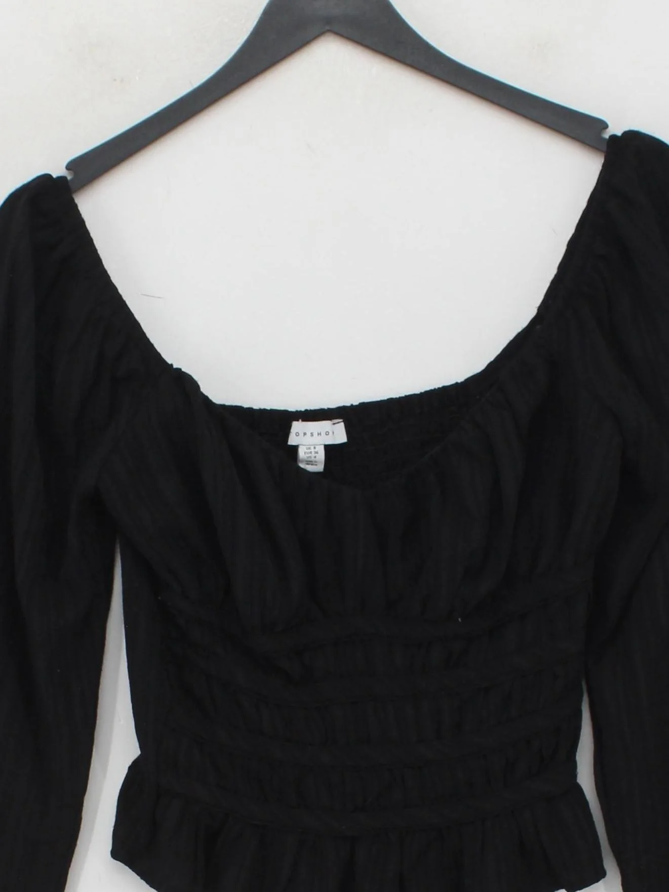 Topshop Women's Top UK 8 Black Viscose with Polyester, Elastane Cropped - Image 3