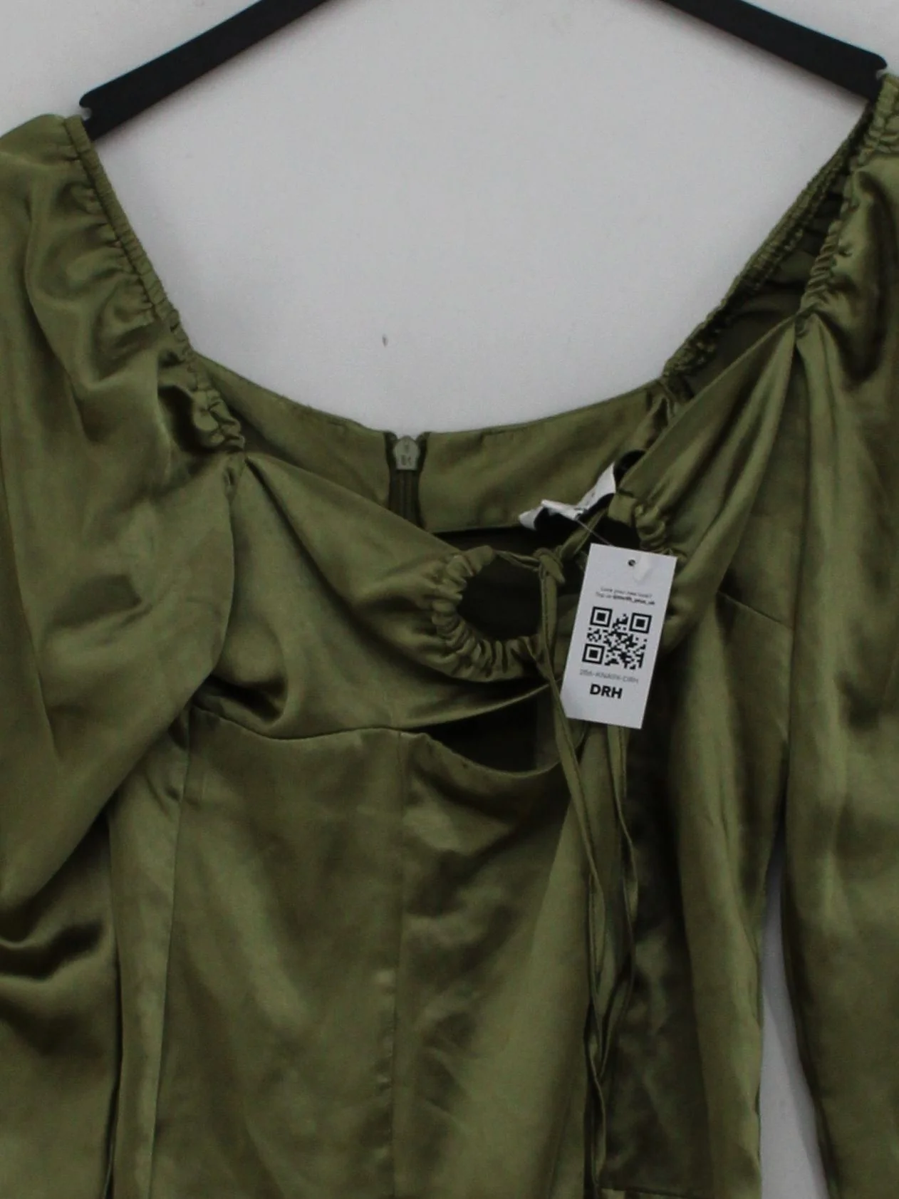 Topshop Women's Top UK 8 Green 100% Polyester Long Sleeve Square Neck Basic - Image 3
