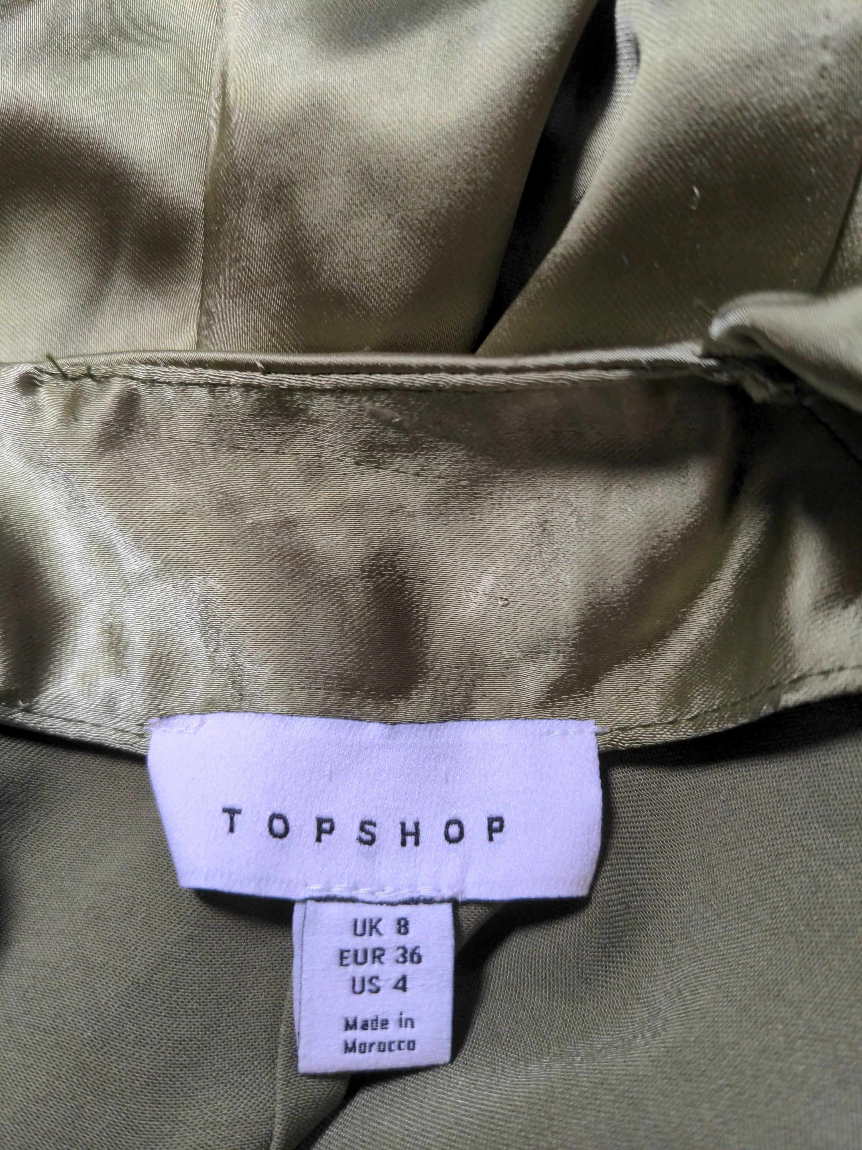 Topshop Women's Top UK 8 Green 100% Polyester Long Sleeve Square Neck Basic - Image 5