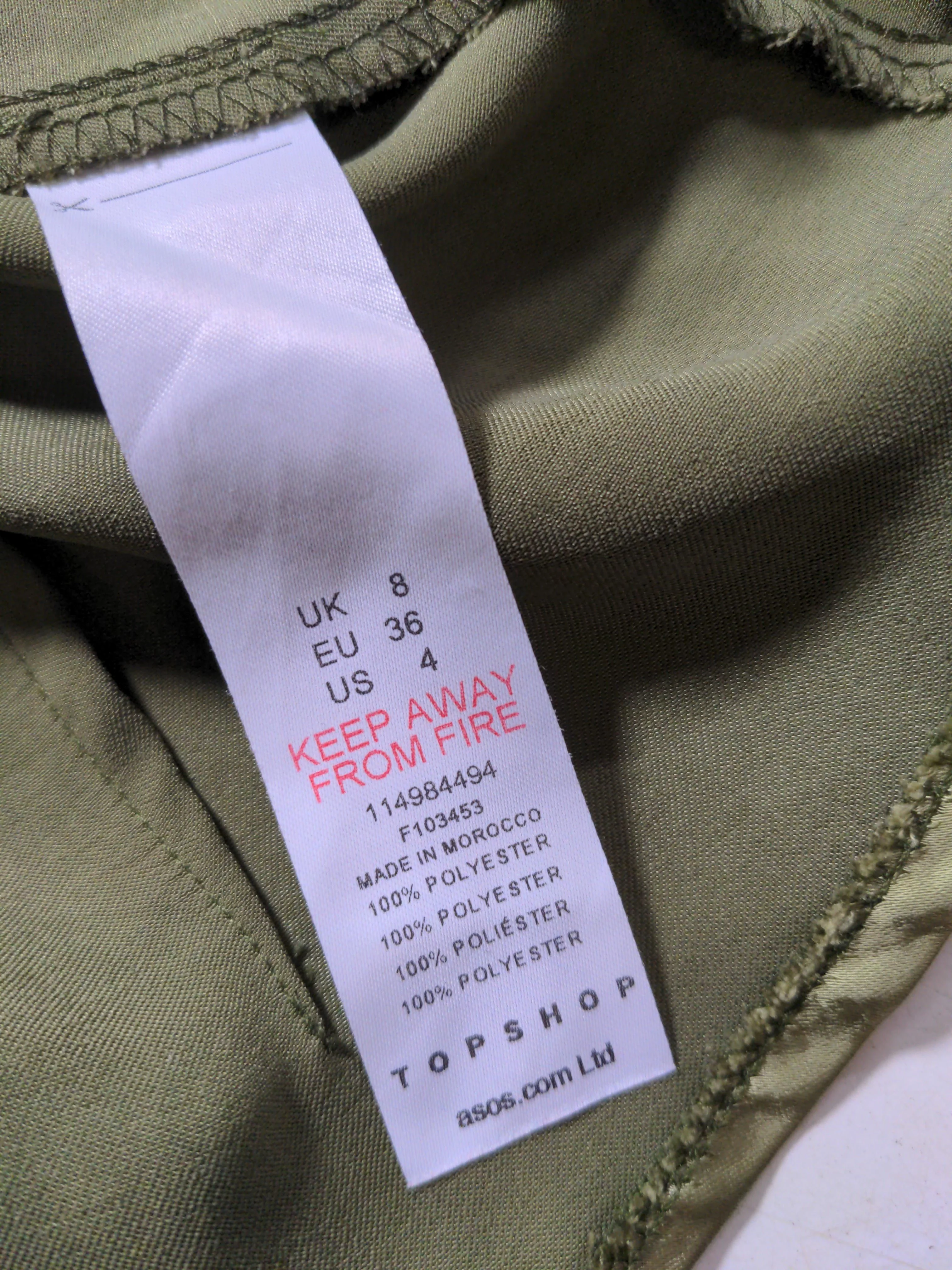 Topshop Women's Top UK 8 Green 100% Polyester Long Sleeve Square Neck Basic - Image 6