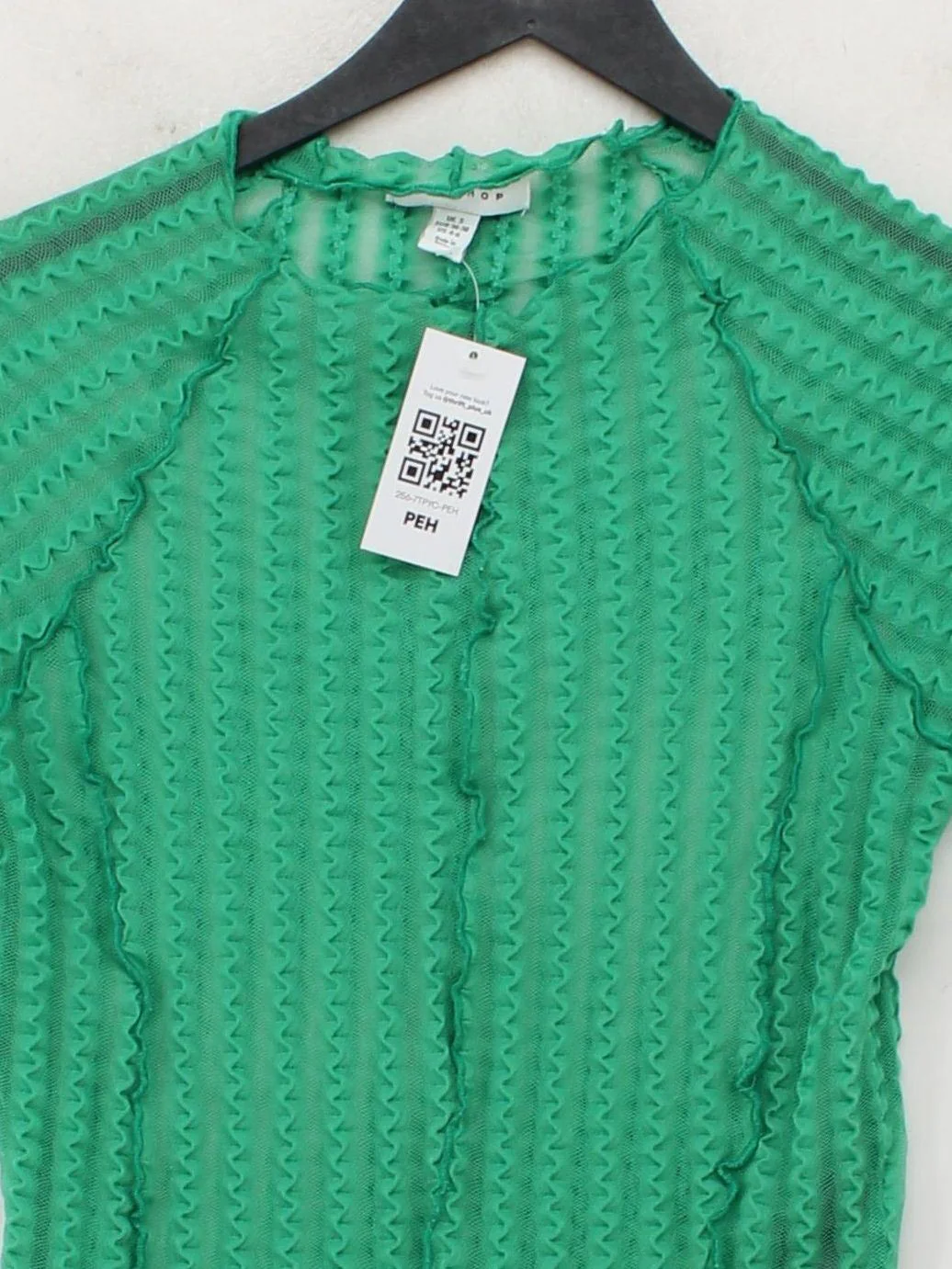 Topshop Women's Top UK 8 Green Polyester with Elastane Basic - Image 3