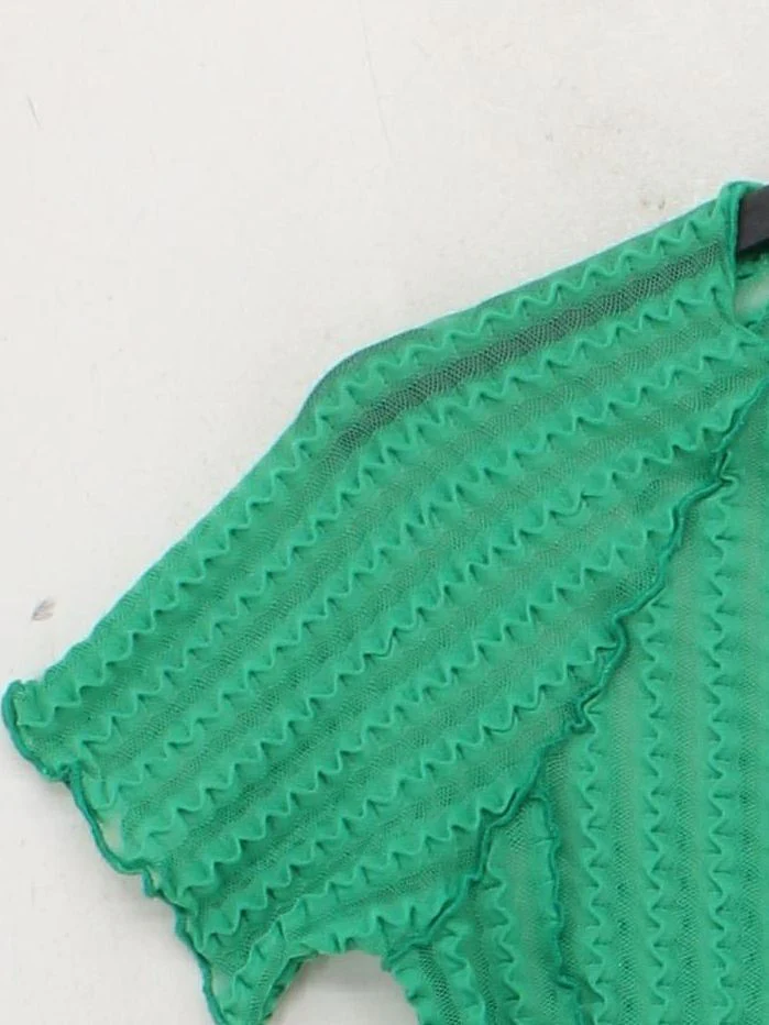 Topshop Women's Top UK 8 Green Polyester with Elastane Basic - Image 4