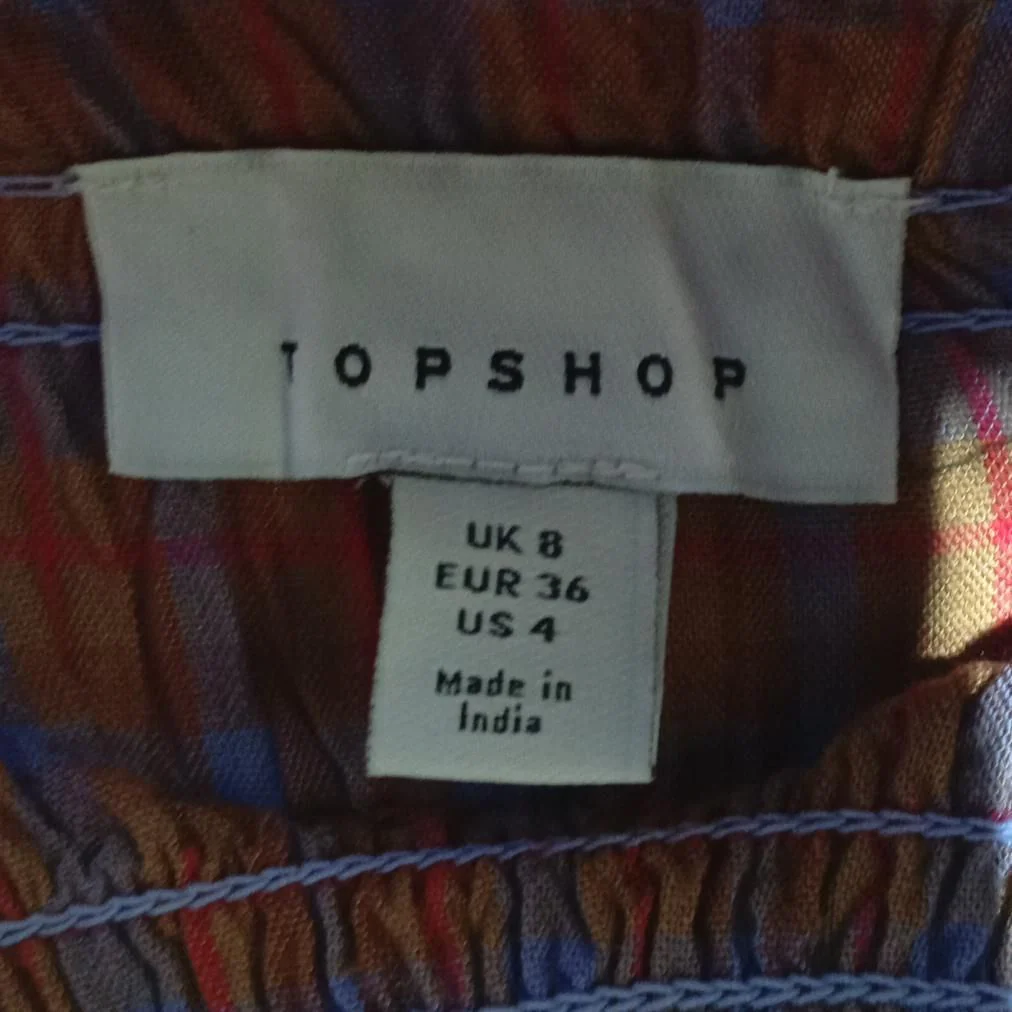 Topshop Women's Top UK 8 Multi Cotton with Viscose, Polyester, Elastane Cropped - Image 5