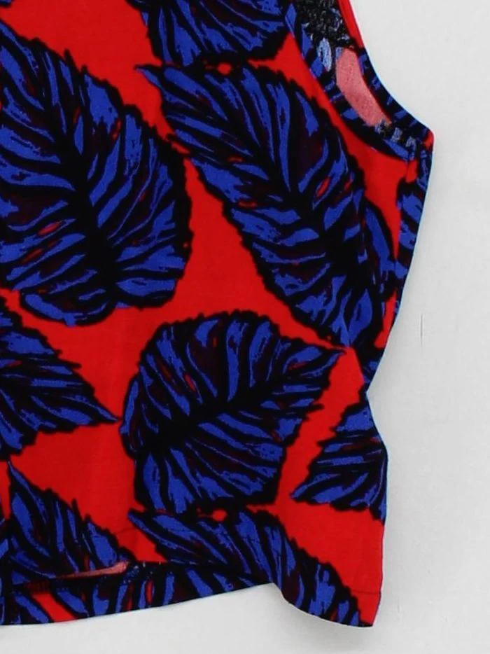 Topshop Women's Top UK 8 Multi Floral 100% Other Sleeveless Round Neck Cropped - Image 4