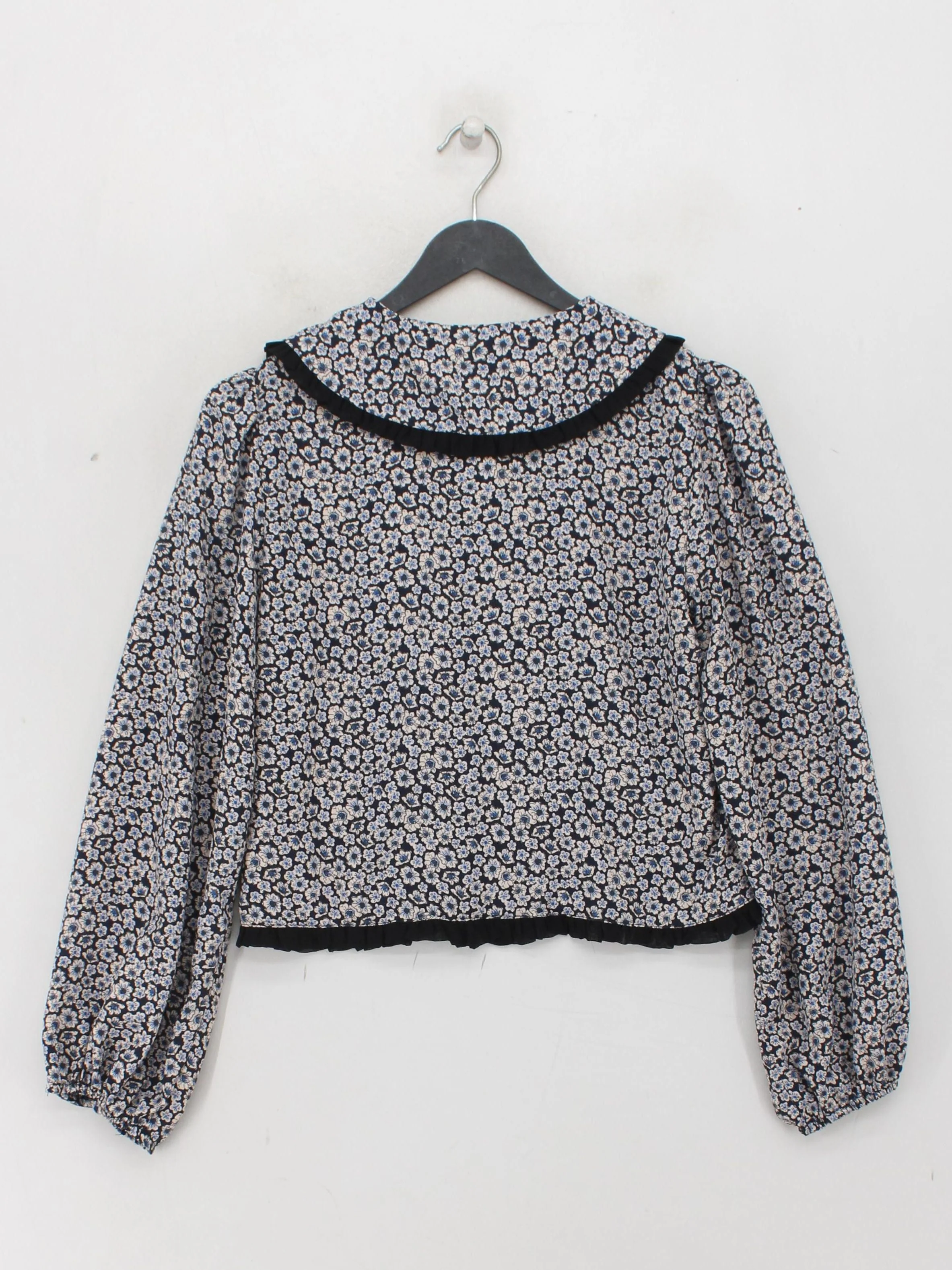 Topshop Women's Top UK 8 Multi Floral 100% Polyester Long Sleeve Collared Basic - Image 2