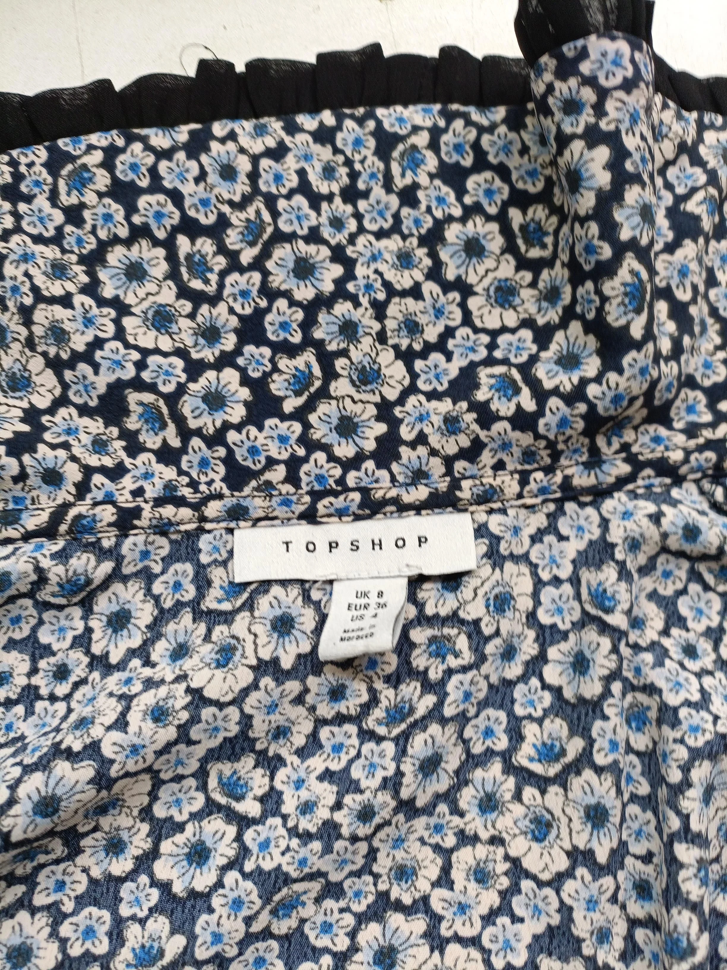 Topshop Women's Top UK 8 Multi Floral 100% Polyester Long Sleeve Collared Basic - Image 5