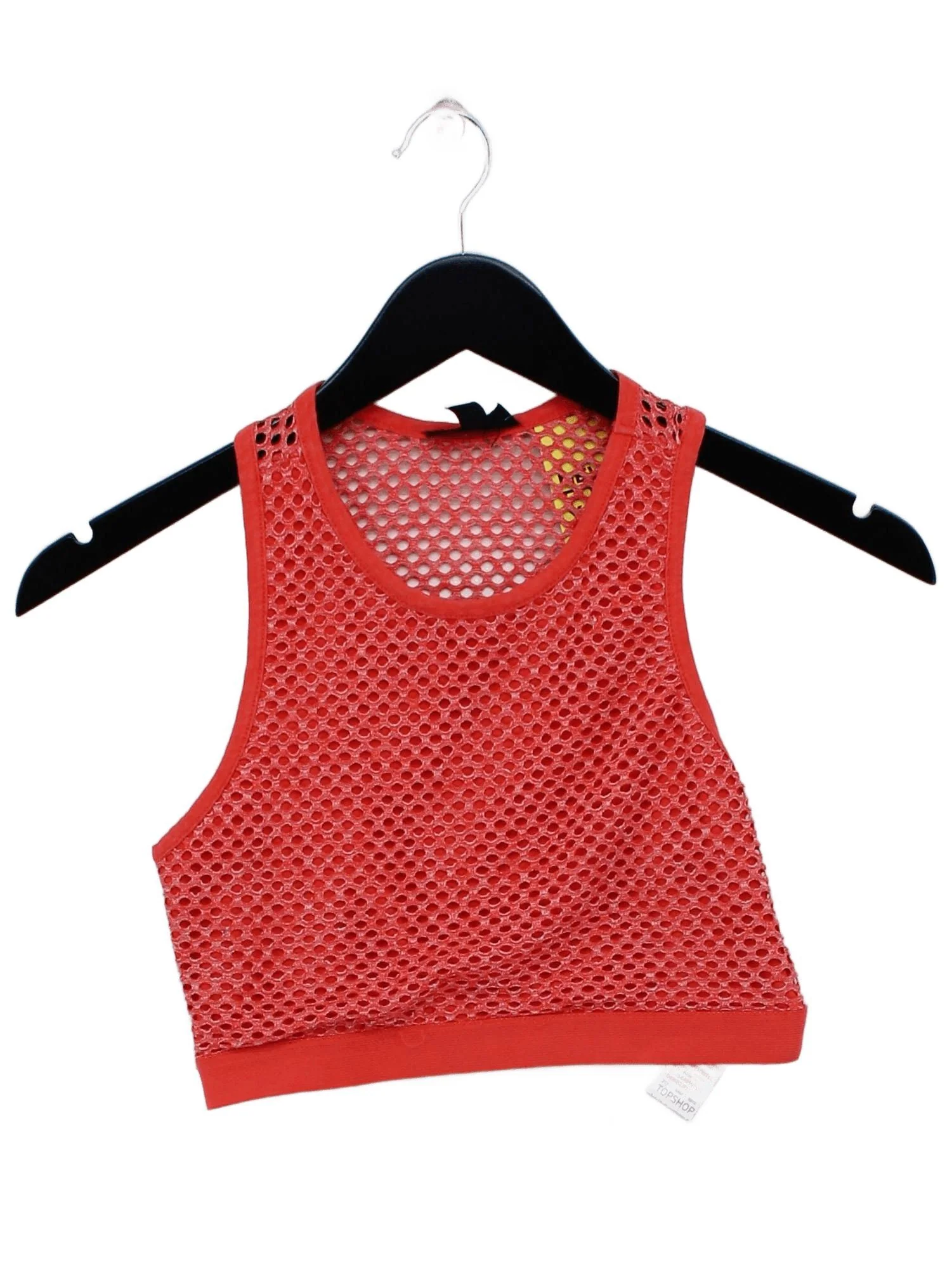 Topshop Women's Top UK 8 Orange Polyester with Elastane, Cotton Cropped