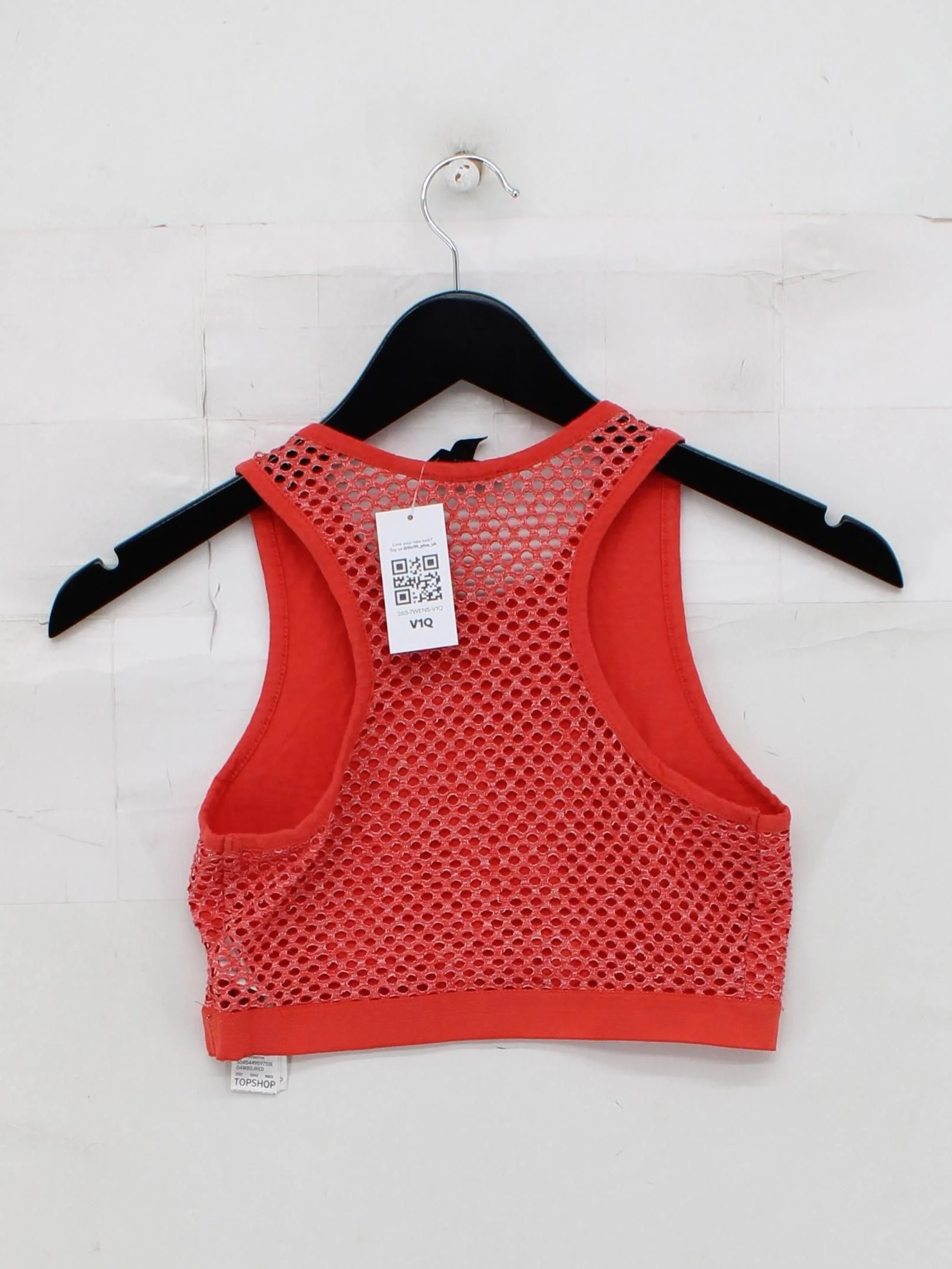 Topshop Women's Top UK 8 Orange Polyester with Elastane, Cotton Cropped - Image 2