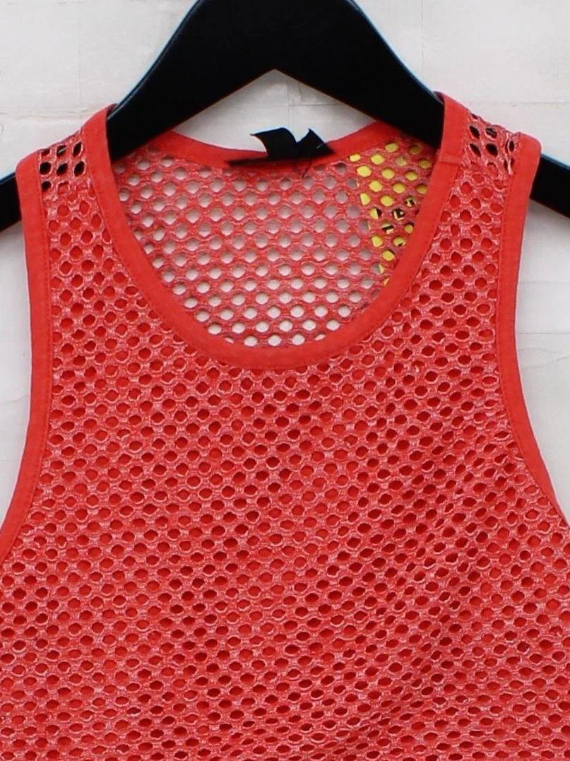 Topshop Women's Top UK 8 Orange Polyester with Elastane, Cotton Cropped - Image 3
