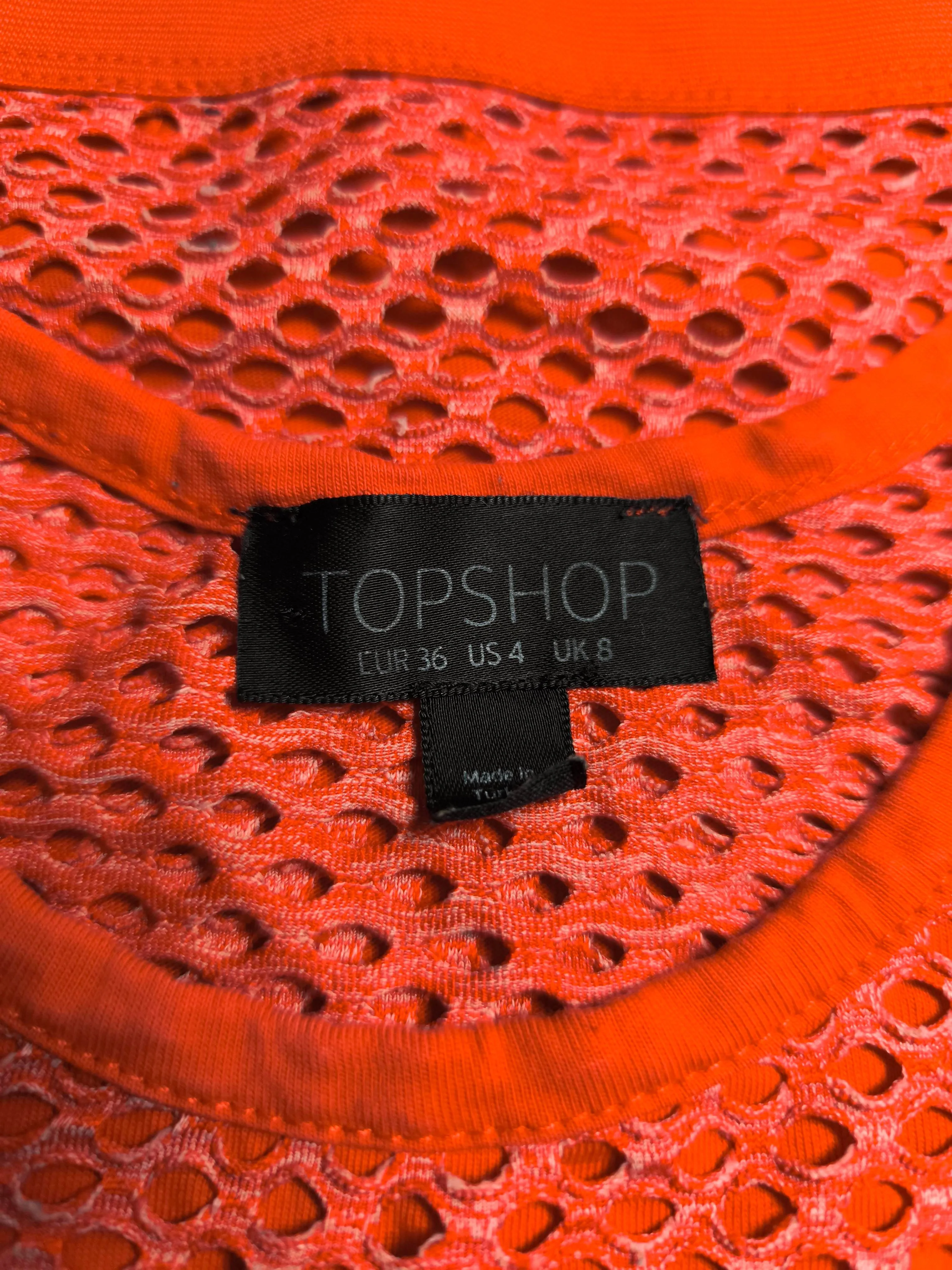 Topshop Women's Top UK 8 Orange Polyester with Elastane, Cotton Cropped - Image 6