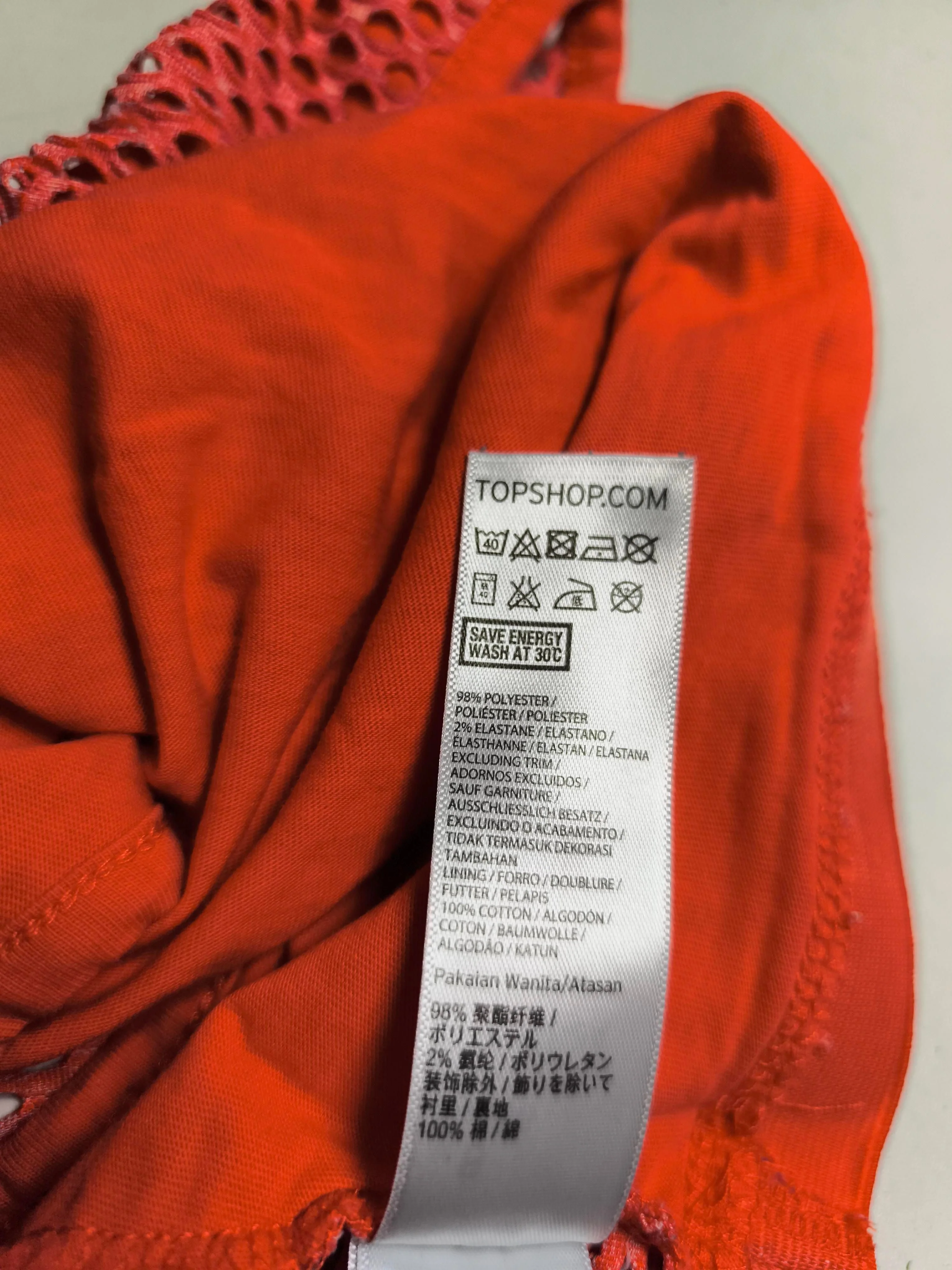 Topshop Women's Top UK 8 Orange Polyester with Elastane, Cotton Cropped - Image 7