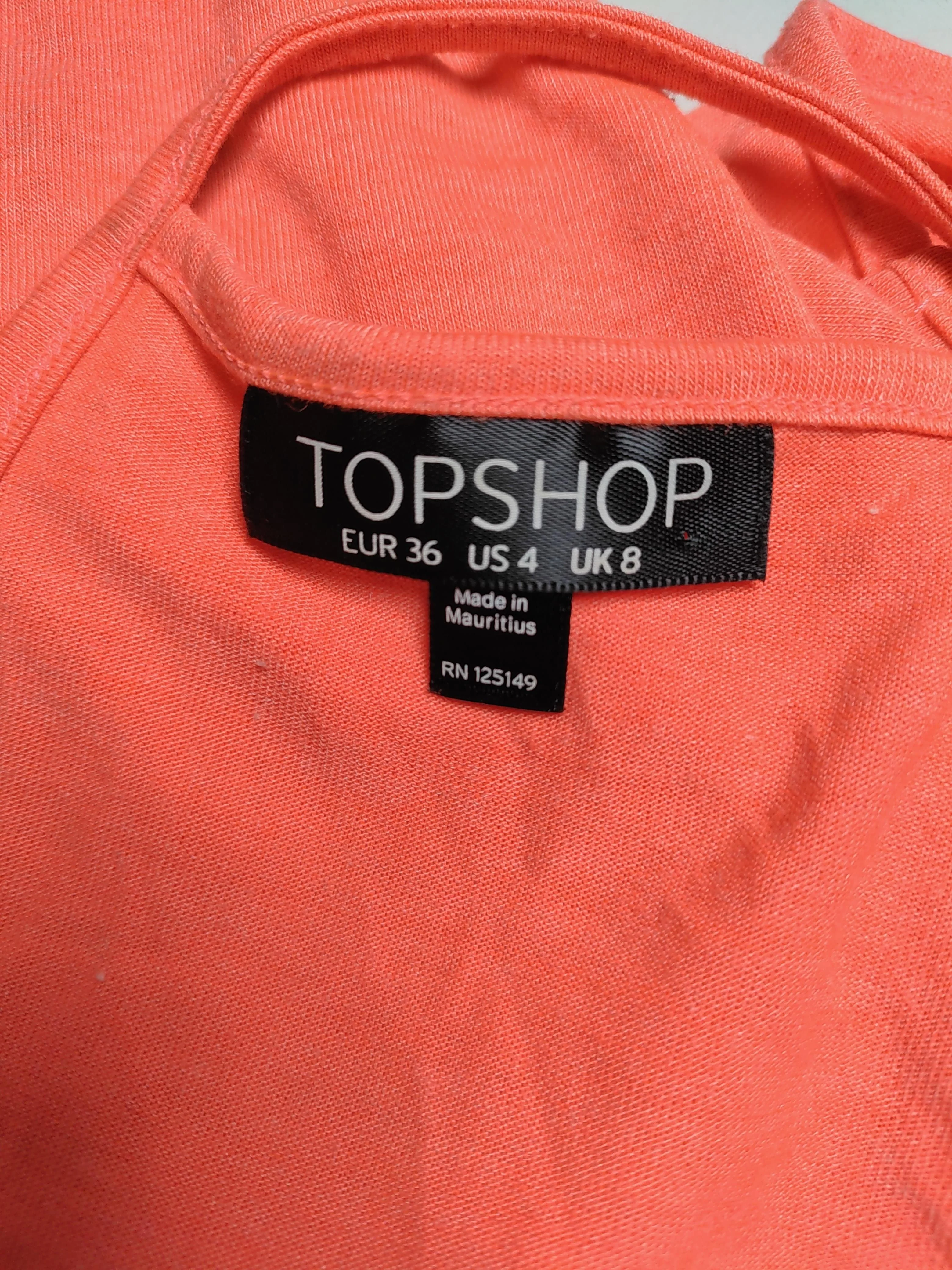 Topshop Women's Top UK 8 Orange Polyester with Viscose Cropped - Image 5