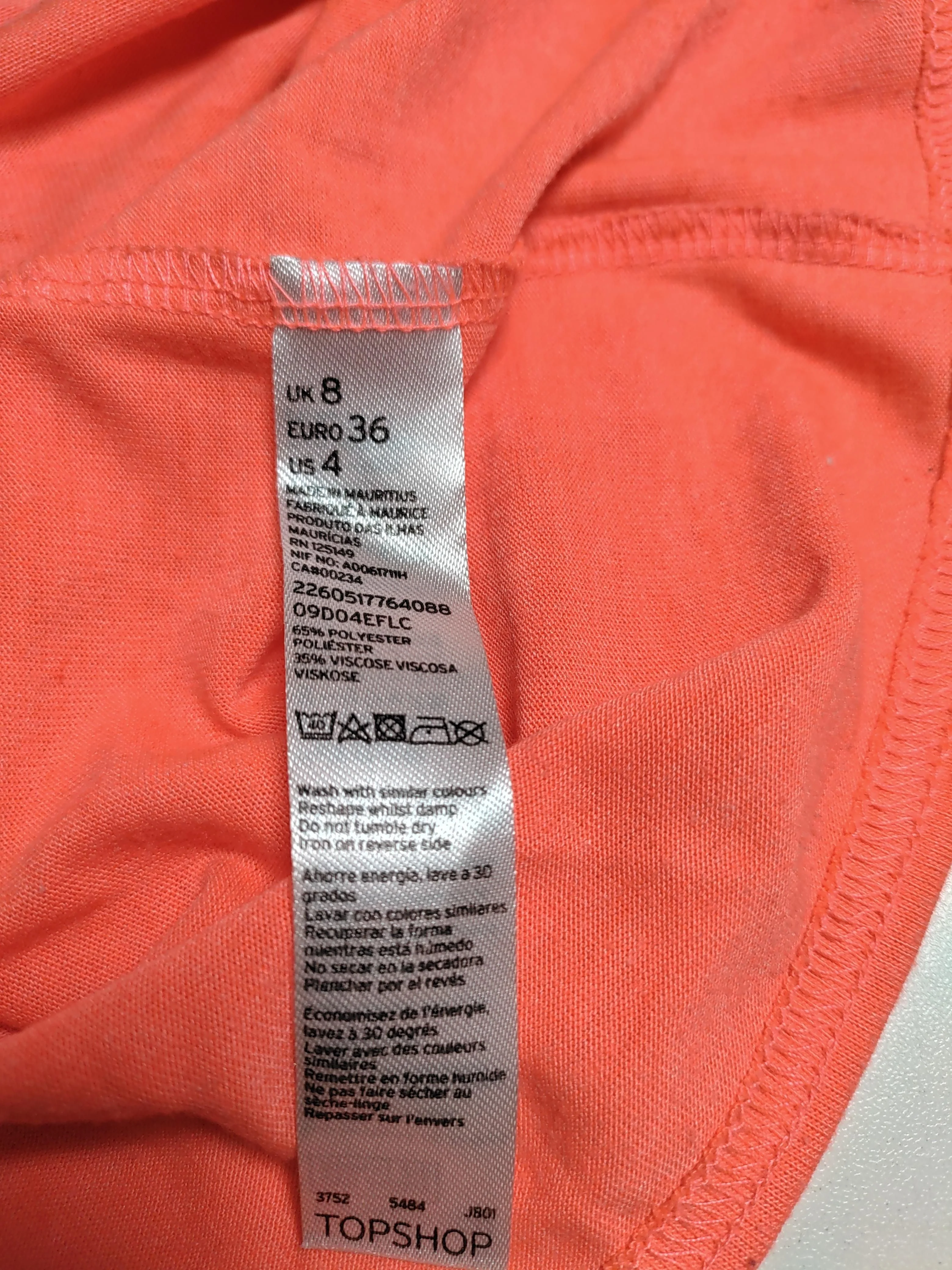 Topshop Women's Top UK 8 Orange Polyester with Viscose Cropped - Image 6